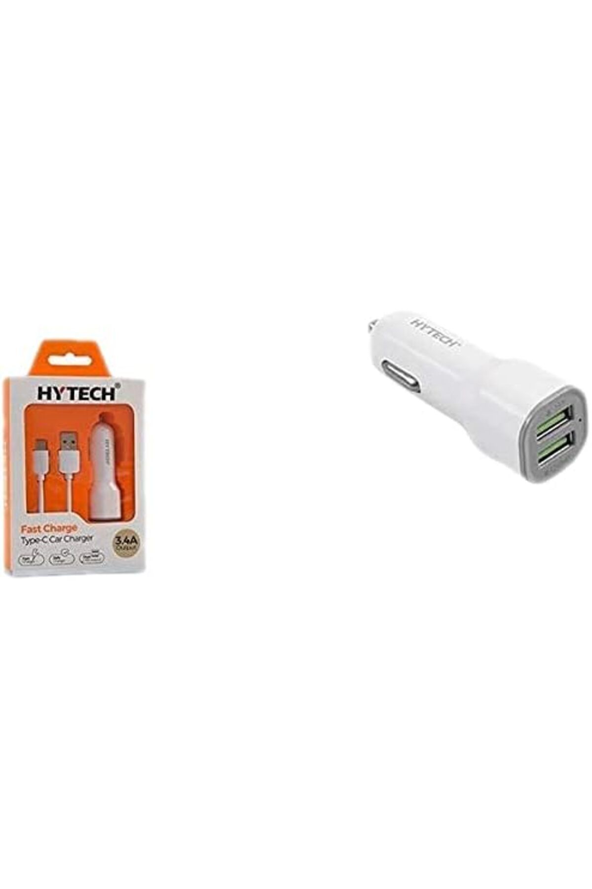 STOREMAX htpshopmx HY-X46 Type-C Kablolu 3.4A Hızlı Şarj 2 USB Beyaz Araç Şarj Cihazı str http 1092444 Uyumlu