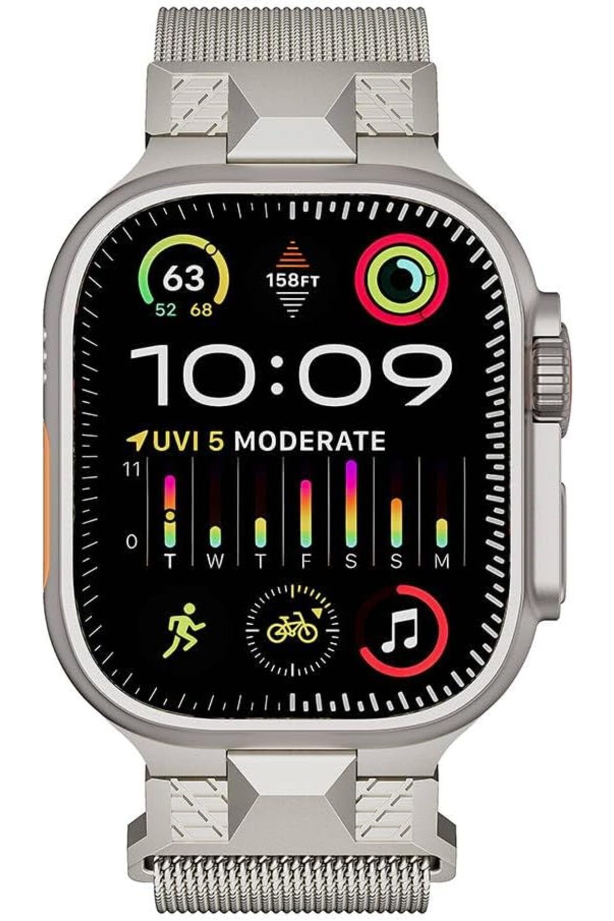 STOREMAX bystoreby İle Uyumlu Watch Ultra 49mm KRD-107 Metal Hasır Kordon Gri NewDesing 646268