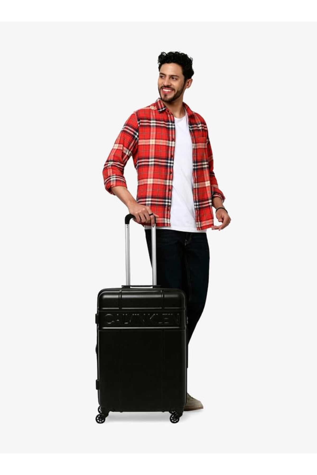 Calvin Klein-Textured Hardcase Trolley Bag With Retractable Handle 24''-m - Check-in 2