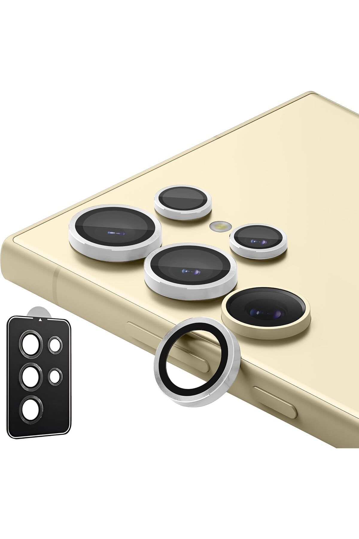 STOREMAX lbstorex Galaxy S24 Ultra İçin Kolay Kurulumlu Kamera Lens Koruyucu Ekstra Güçlü Çizilme ve Da