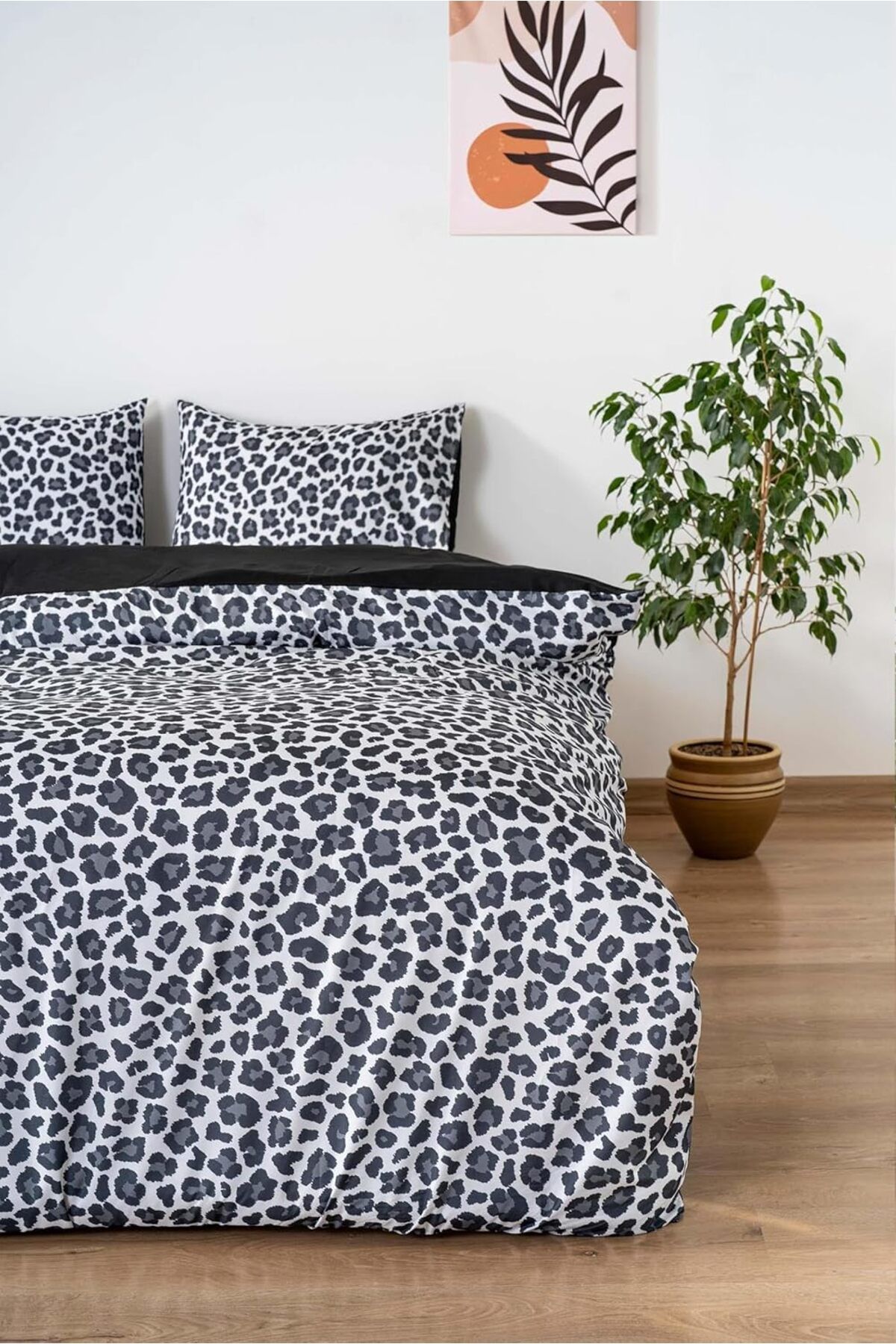 STOREMAX nffashopm Leopar Siyah Çift Kişilik Nevresim Takımı storestarx 1051353