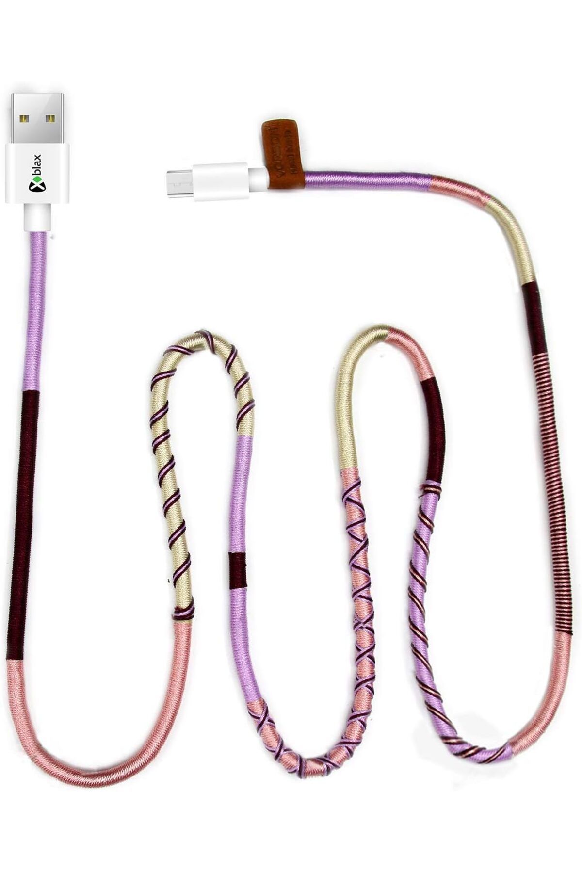 STOREMAX htpshopmx Handmade Purple Mix Micro Android Şarj ve Data Kablosu, 100 cm str http 1092444