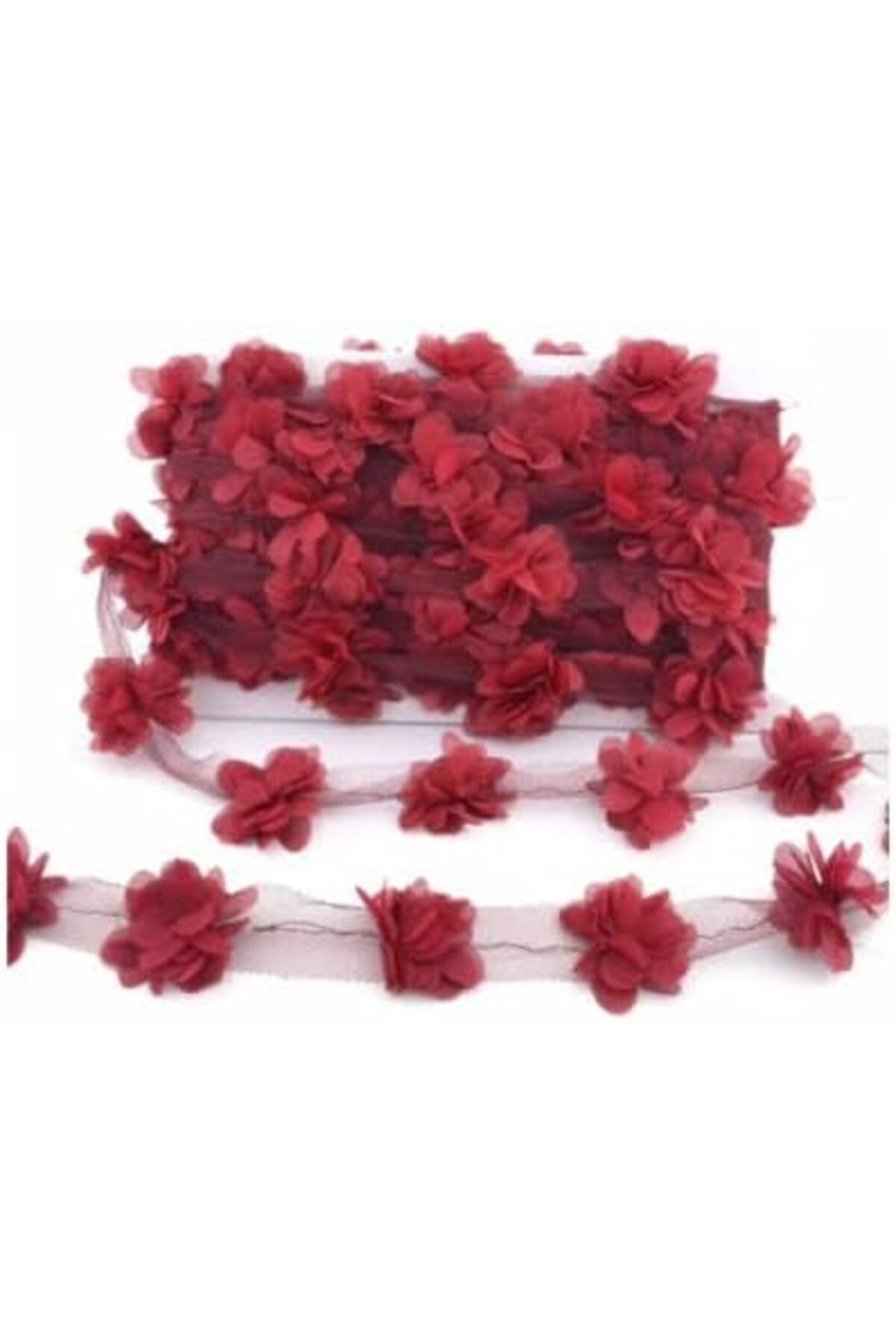 STOREMAX Marifetlerim - Bordo Lazer Kesim Çiçek Tül 1 Metre Life Store 1037065