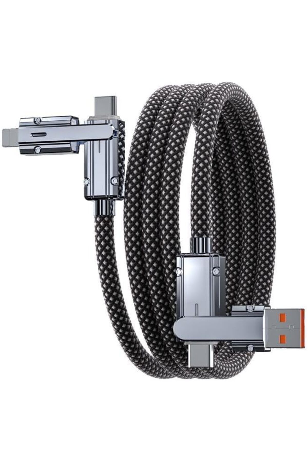 STOREMAX jvnnastore in 1 Şarj Kablosu Type-C to Type-C USB Lightning Uçlu Örgü 120W Şarj Kablosu Metal U