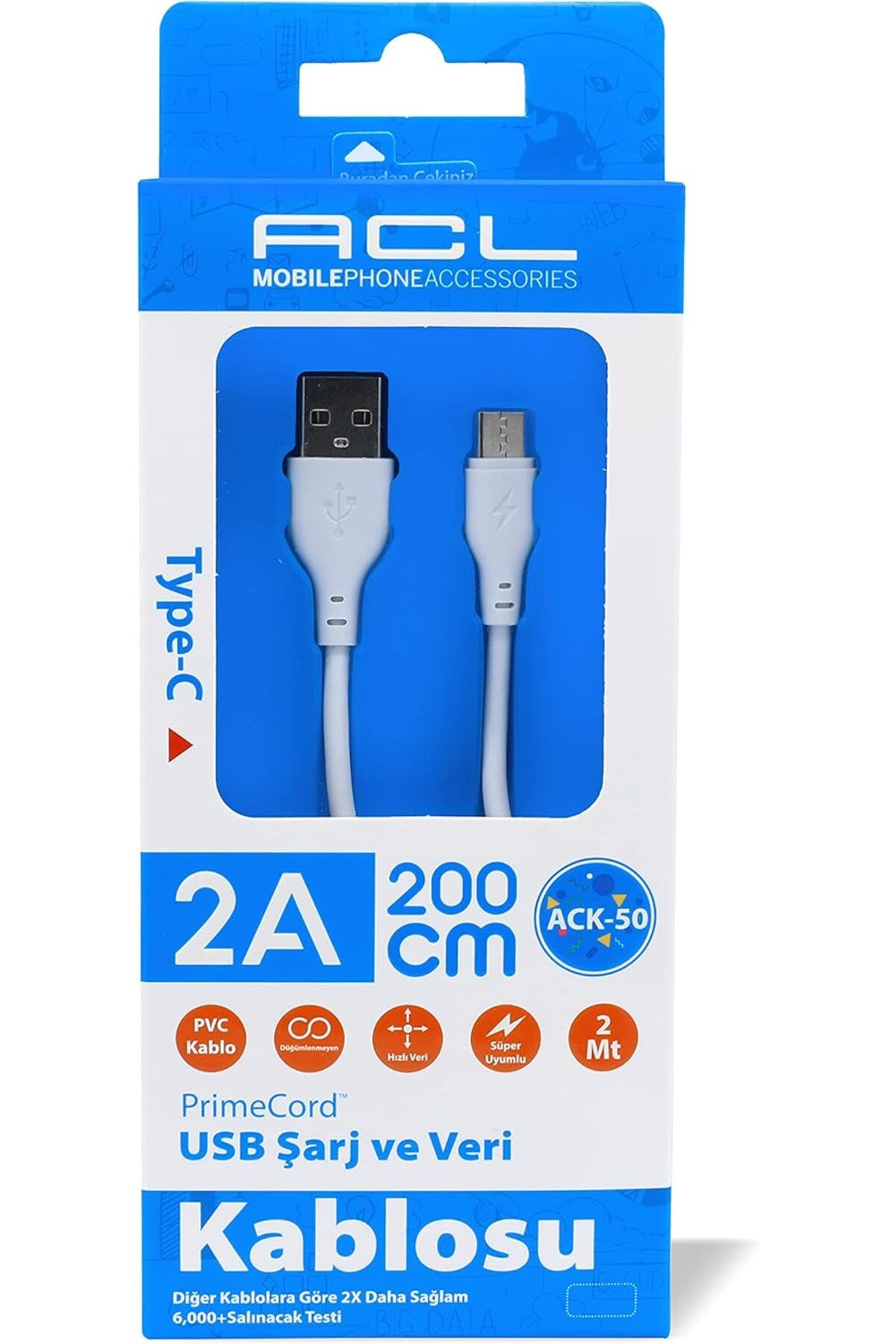 STOREMAX htpshopmx Type-C 2m Hızlı Veri ve Şarj Kablosu 2A str http 1092444
