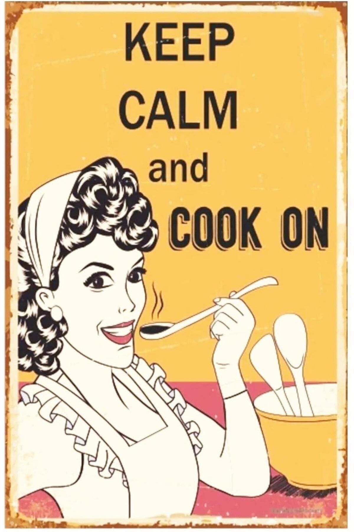 STOREMAX nffashopm Kuşe Kağıt Duvar Posteri Keep Calm And Cook On Retro Vintage Drtr0029 storestarx 105135