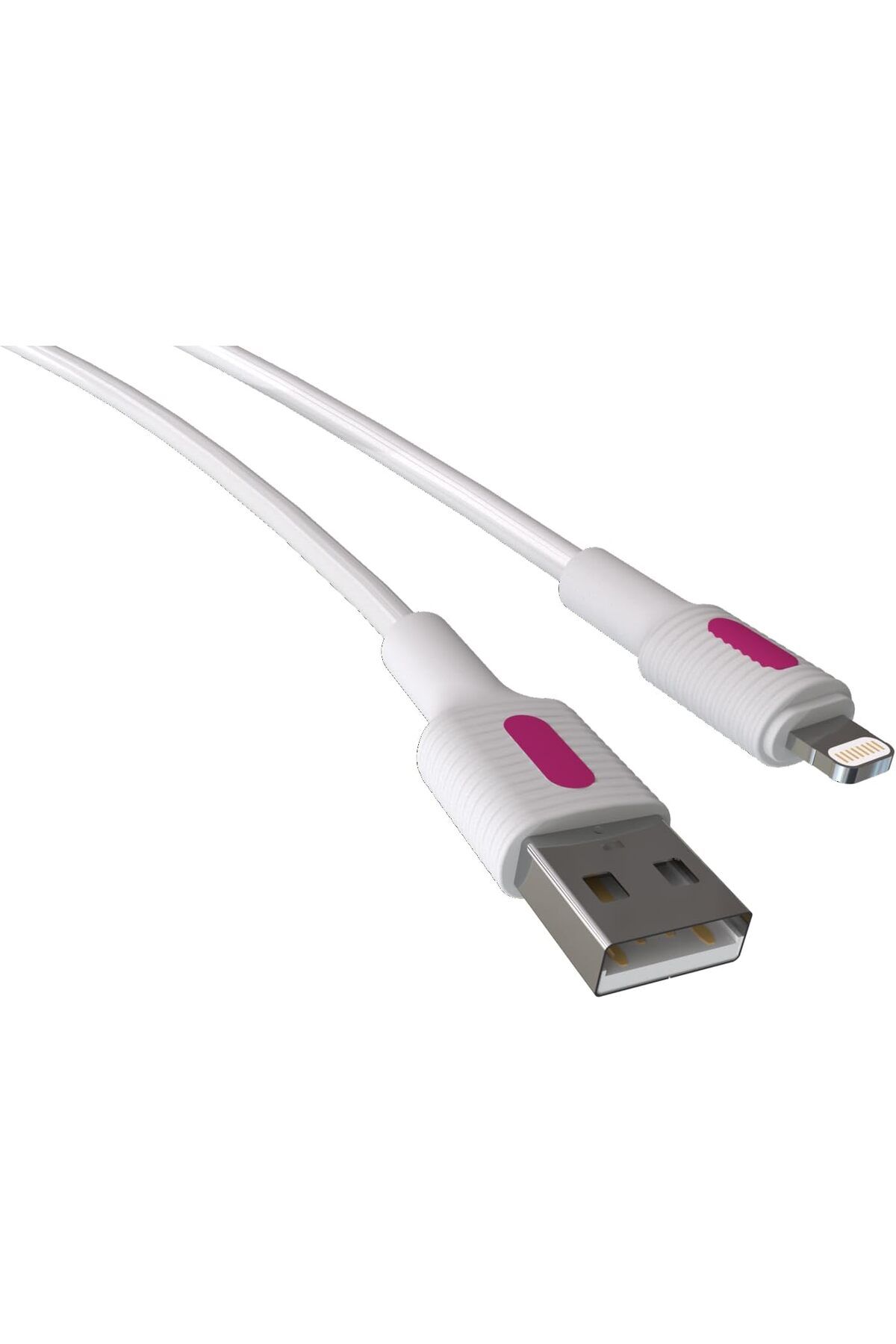 STOREMAX srhtDS Coral iPhone Uyumlu USB A-Lightning Şarj Kablosu, Beyaz Kablo, Fuşya/Beyaz Uçlar (120 CM)