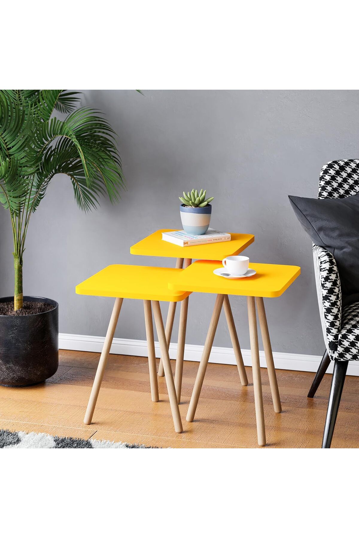 STOREMAX lvnmblya Zigon Sehpa Ahşap Ayaklı Kare Tasarım (Sarı) Shop Deesing 224120