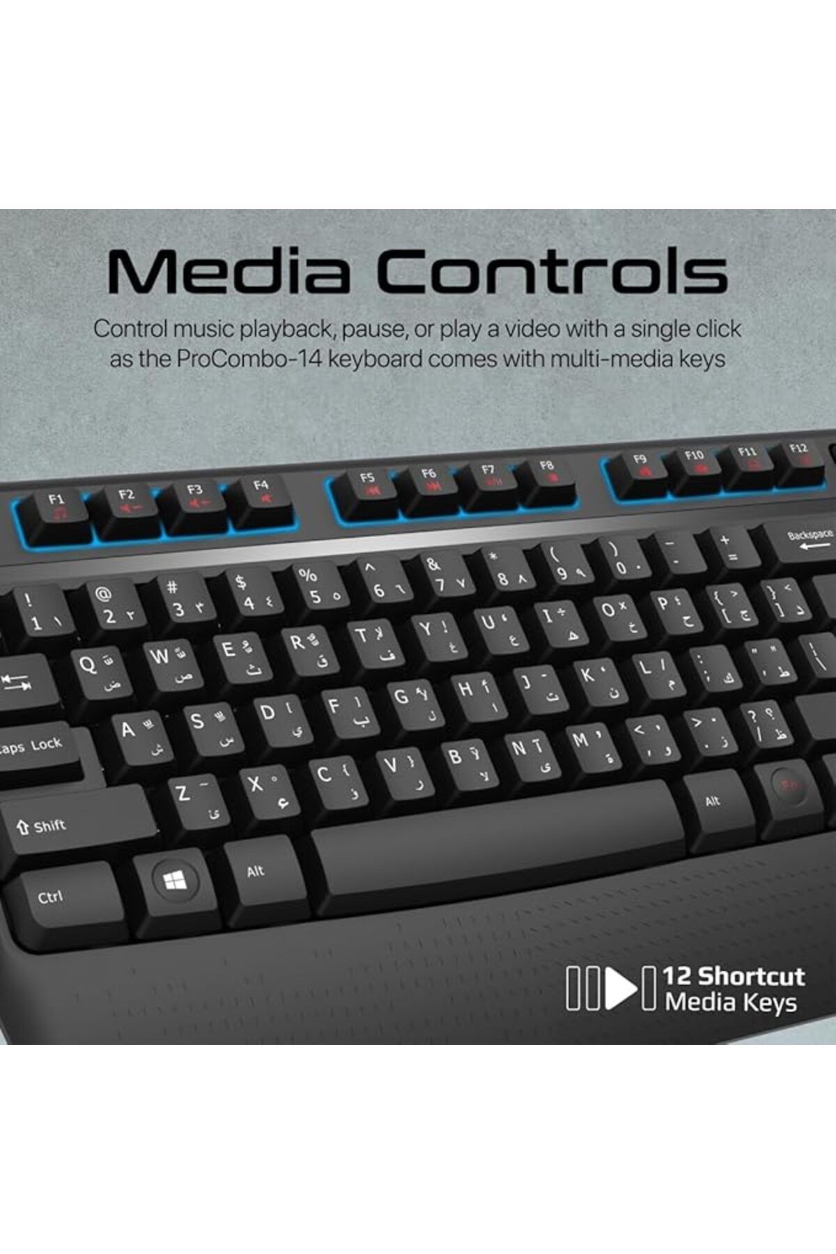 Promate-Wireless Keyboard & Mouse Combo, Ergonomic, 2.4GHz, 1200 DPI, Media Keys for Mac, iMac 5
