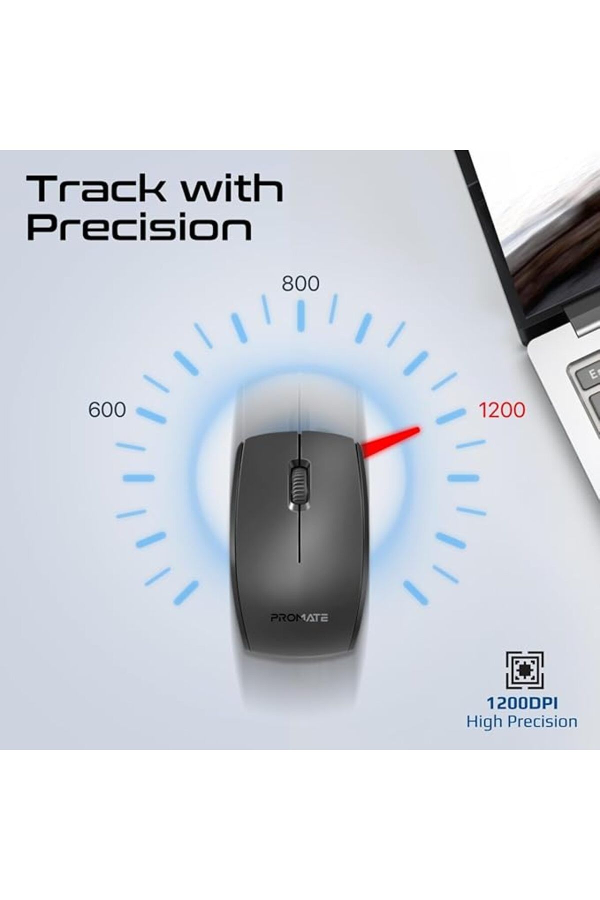 Promate-Wireless Keyboard & Mouse Combo, Ergonomic, 2.4GHz, 1200 DPI, Media Keys for Mac, iMac 7