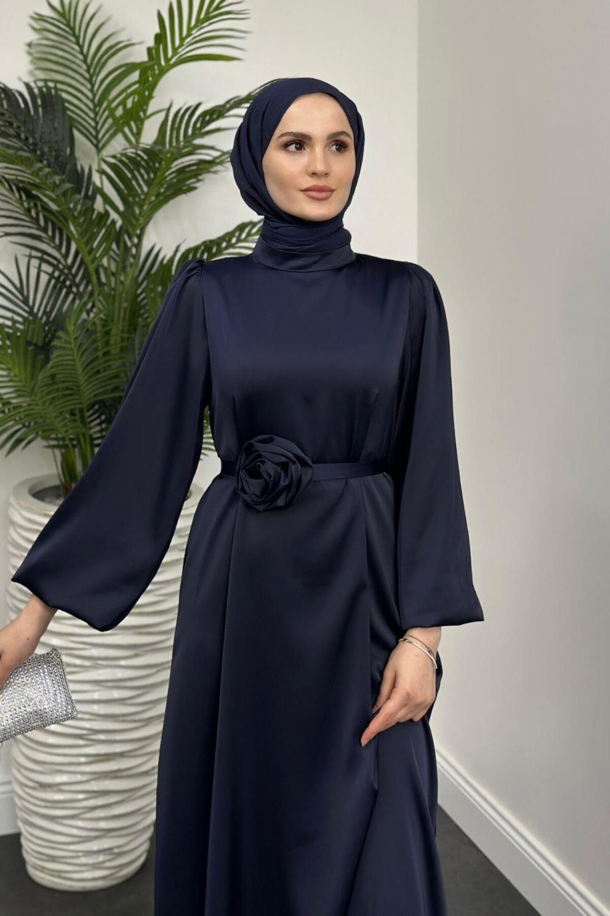 Şulemoda Giyim-Curea pentru rochie de seară Rose Fayette bleumarin 3