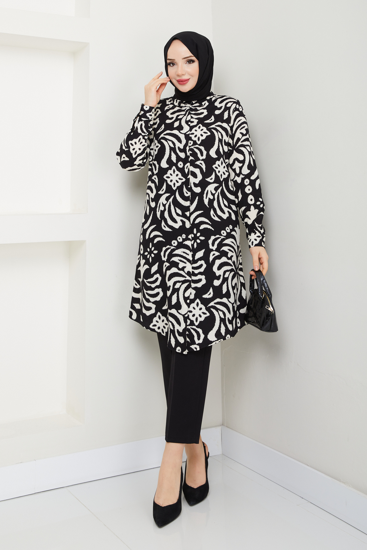 Maystore-Viscose Patterned Tunic - Snowflake 2