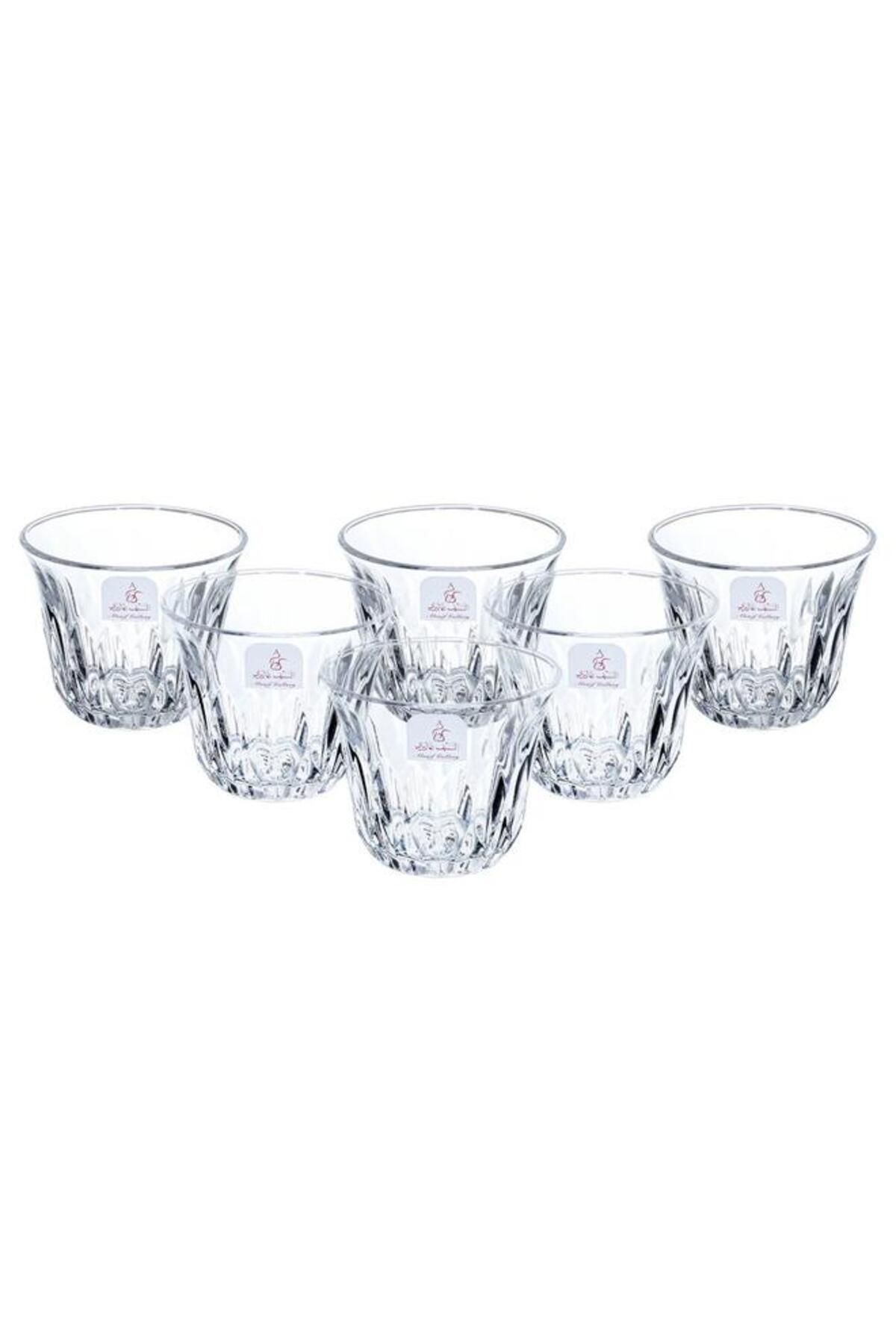 ALSAIF-Bialat Crystal Cups And Saucer Serving Set 18 Pieces Transparent 5