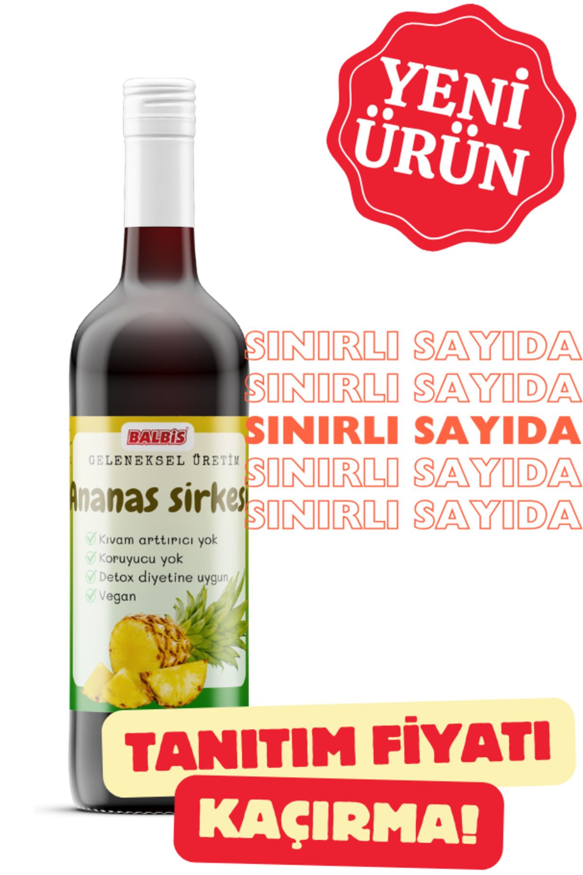 Balbis Doğal Ananas Sirkesi - 250 cc Cam Şişe