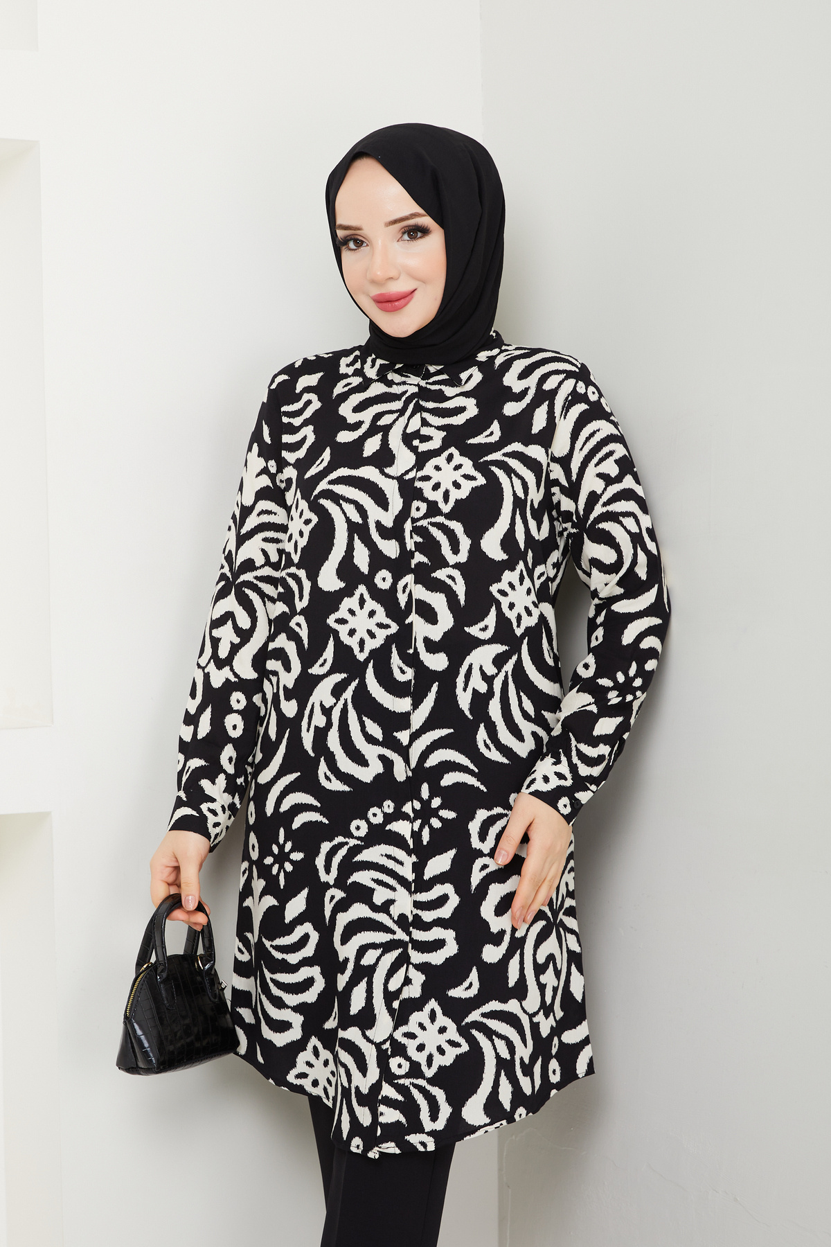 Maystore-Viscose Patterned Tunic - Snowflake 5