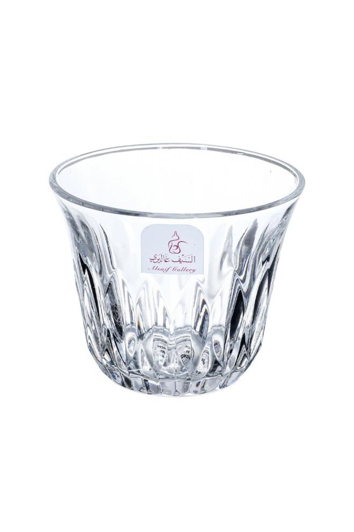 ALSAIF-Bialat Crystal Cups And Saucer Serving Set 18 Pieces Transparent 3