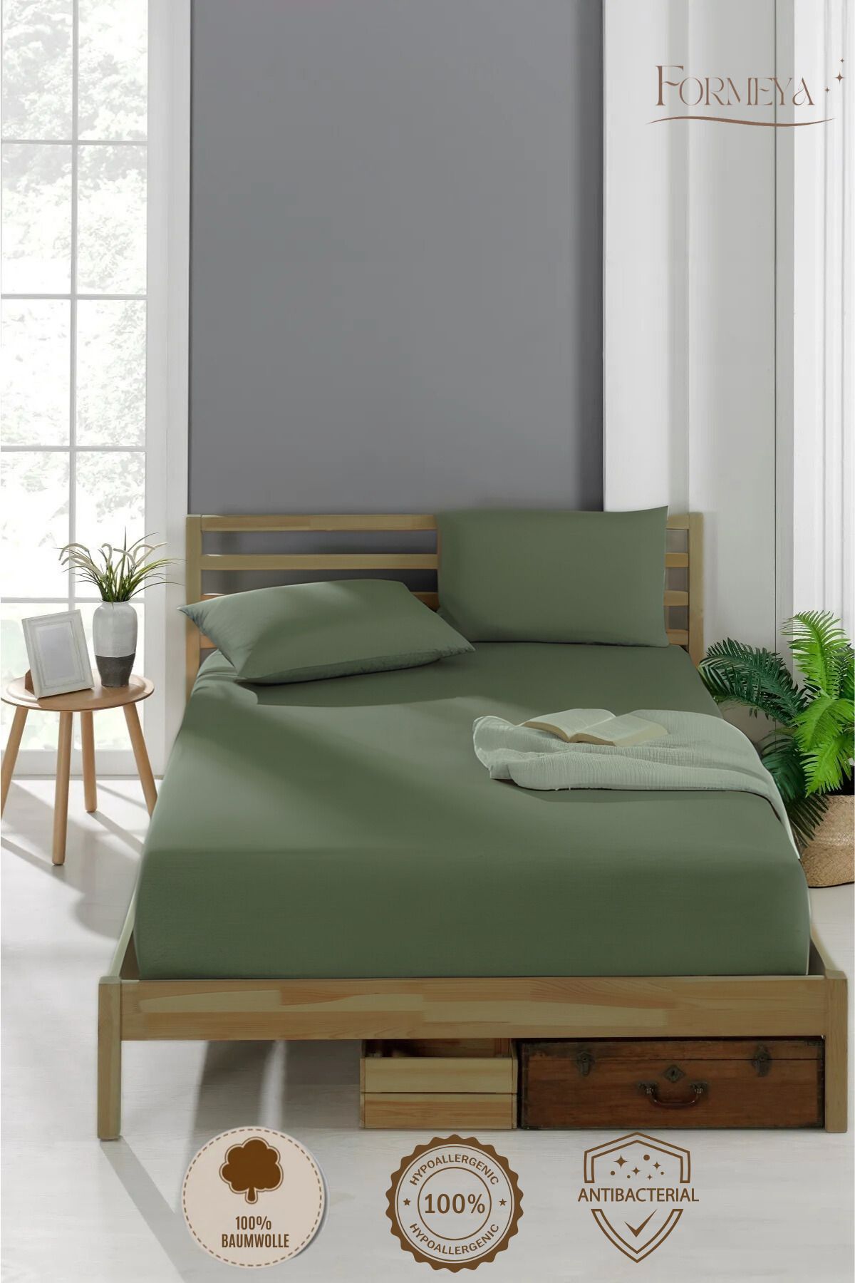 Formeya-Spannbettlaken aus 100 % Baumwolle, für Einzel-/Doppelbett, gekämmtes Spannbettlaken 2