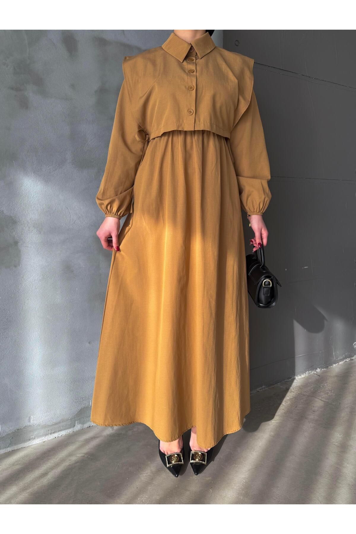 ENSA TESETTUR-Mustard Color Bymn Vest Dress 4