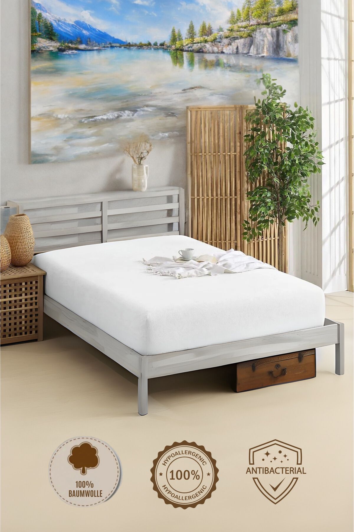 Formeya-Spannbettlaken aus 100 % Baumwolle, für Einzel-/Doppelbett, gekämmtes Spannbettlaken 1