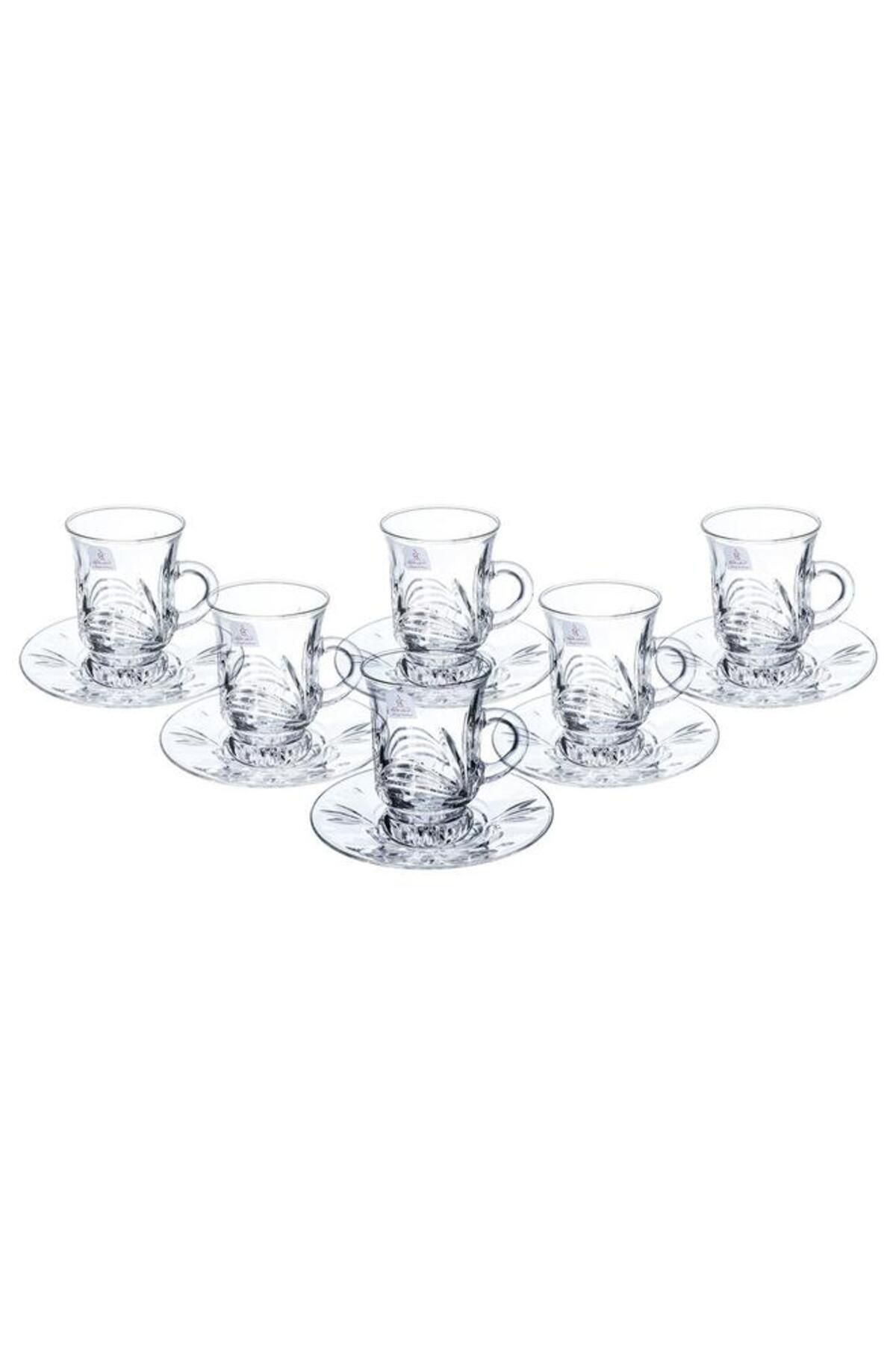 ALSAIF-Bialat Serving Set + Crystal Cups With Saucer 18 Pieces Transparent 3