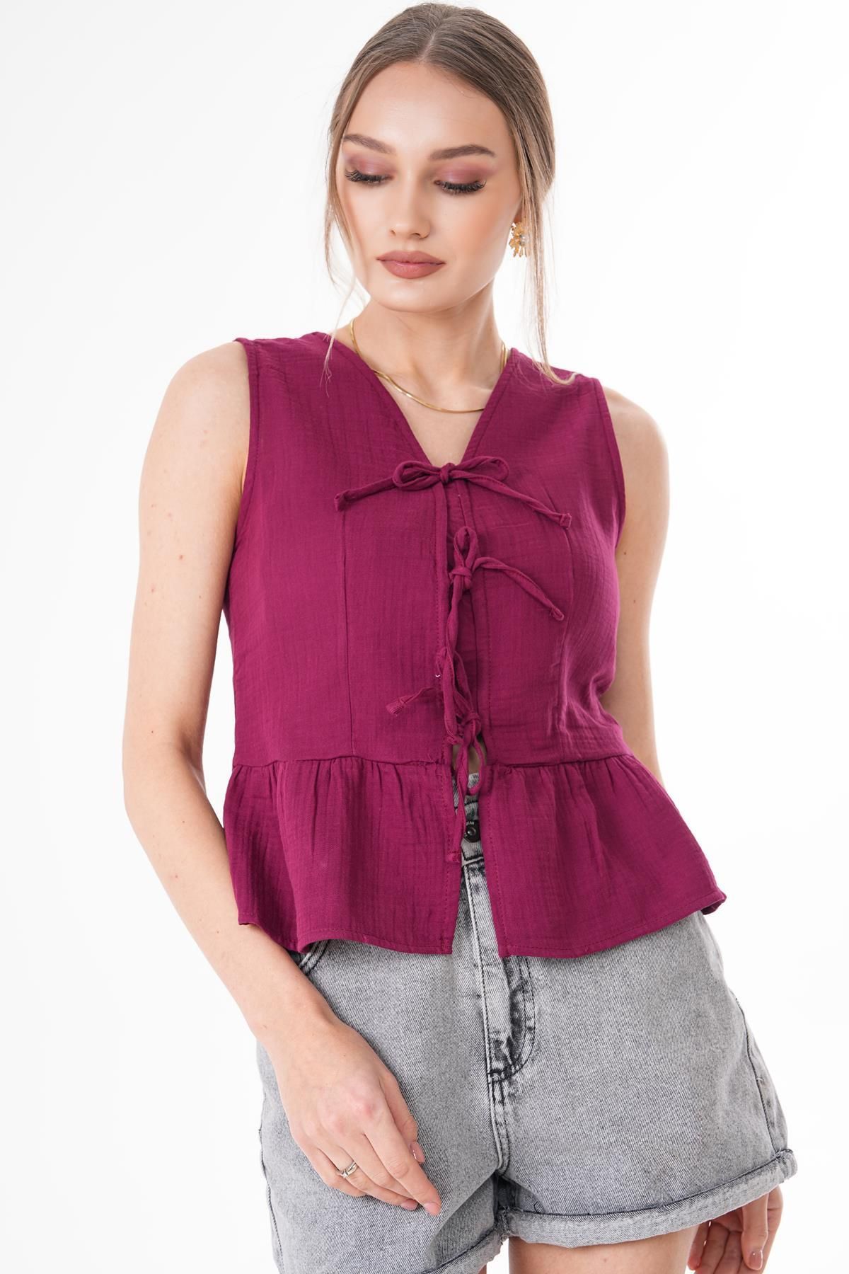 ŞİMAL-Women's Muslin Blouse with Lace Detail 250133 1