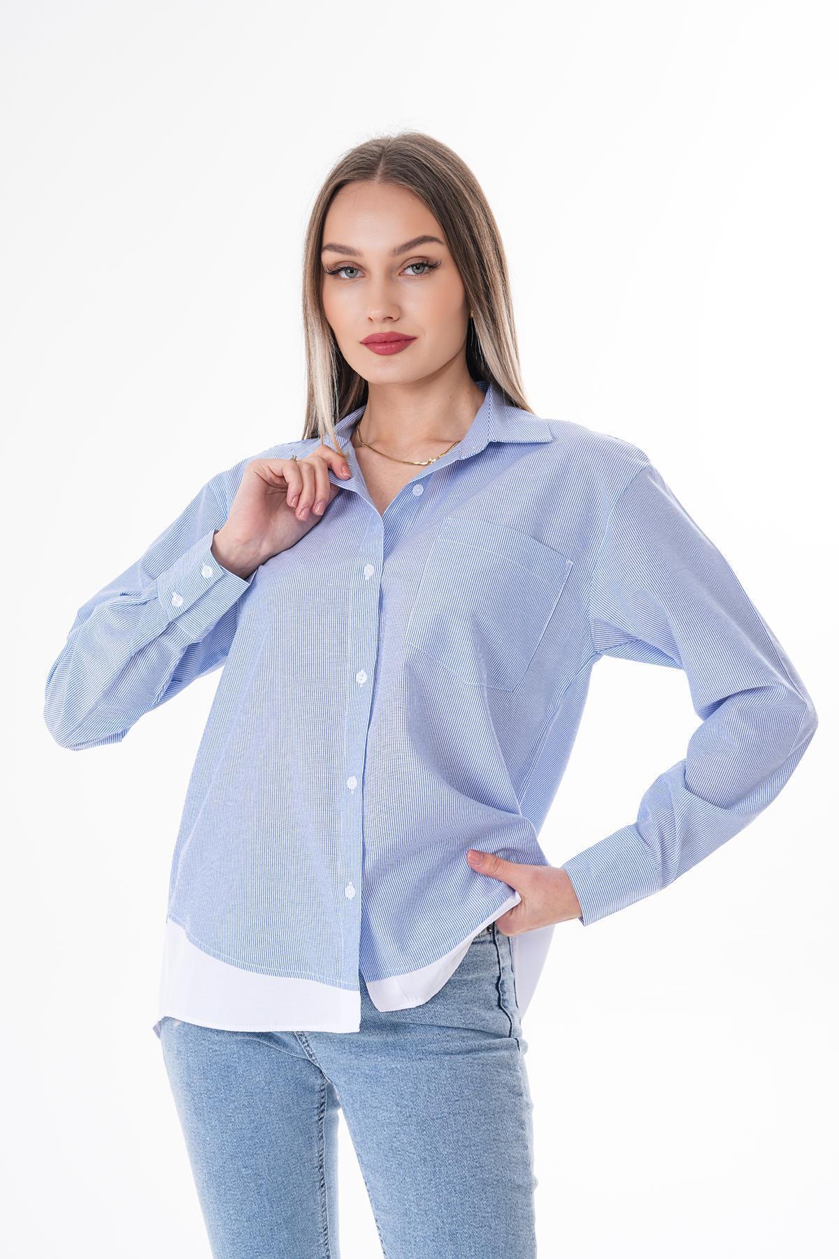 ŞİMAL-Cămașă cu dungi pentru femei cu aspect de cuplu - 250137 4