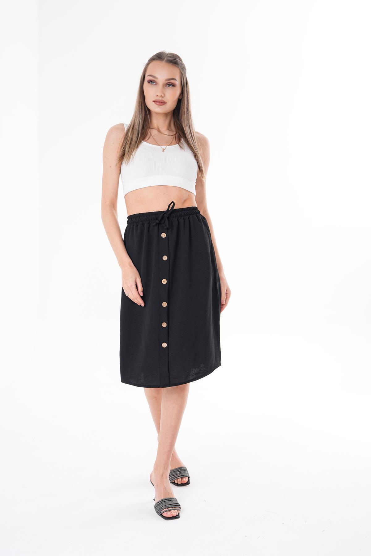 ŞİMAL-Women's Skirt with Button Detail - 250090 3