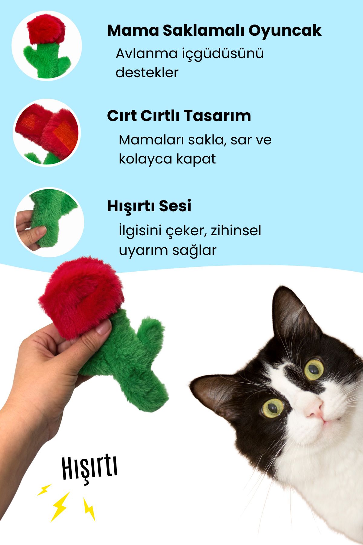 Miyav-Plush Rose Cat Intelligence Toy Cat Activity Toy with Food Storage and Rustle Sound 5