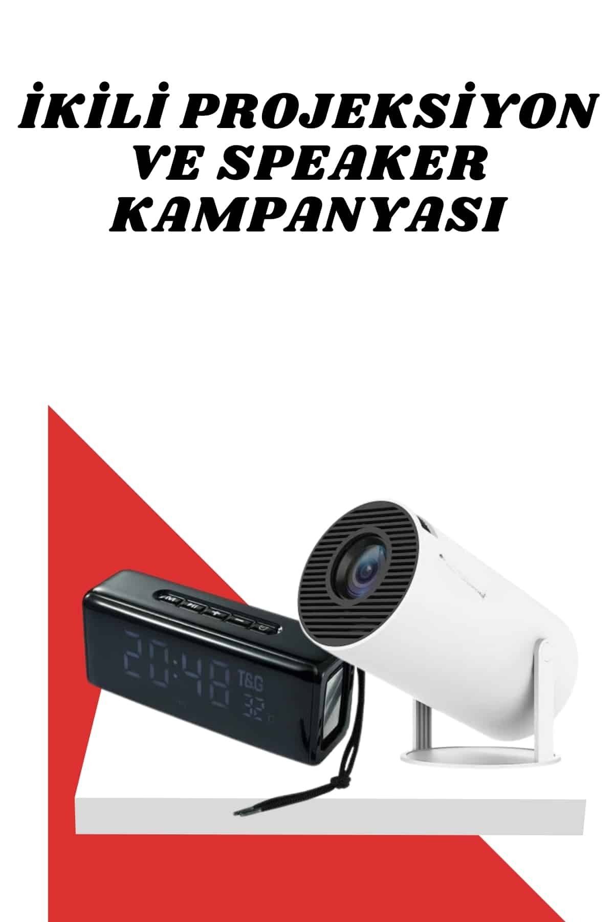 teknodayım Sinema Projeksiyonu Projektörü ve Dijital Göstergeli Bluetooth Hoparlör | Uzun Pil Ömrü ve HD Kalite