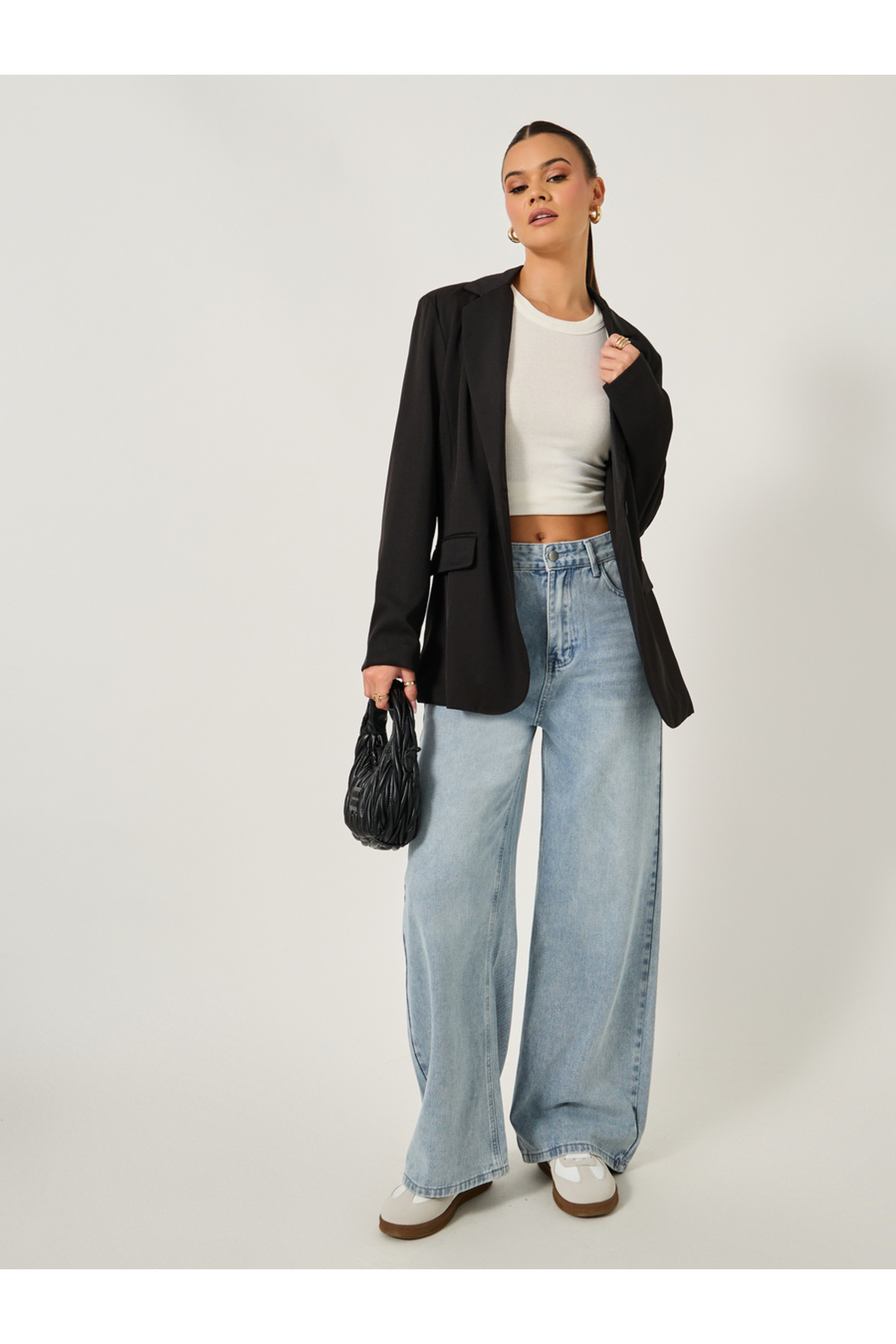 Styli High Rise Straight Fit Faded Jeans