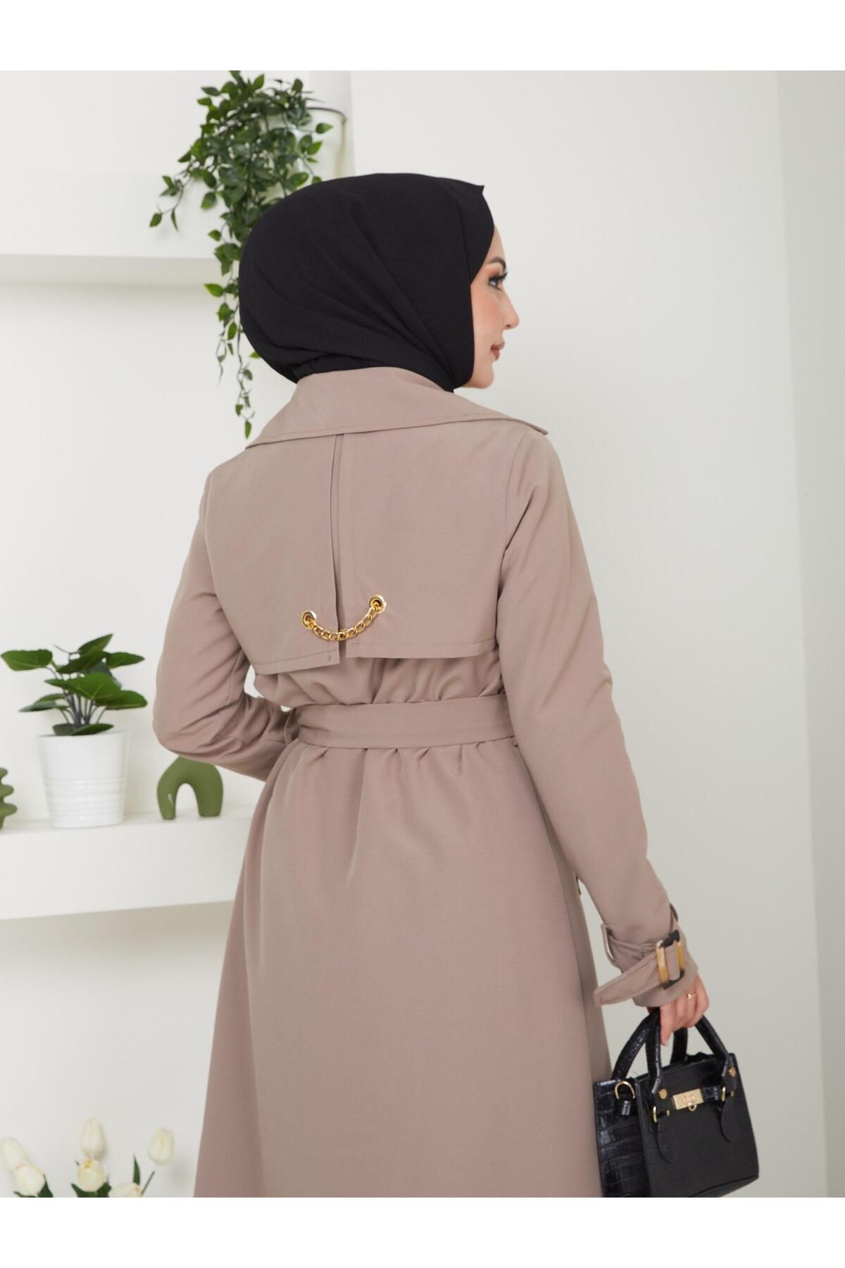 ELBİSHE-Trench Coat with Back Chain Detail 6