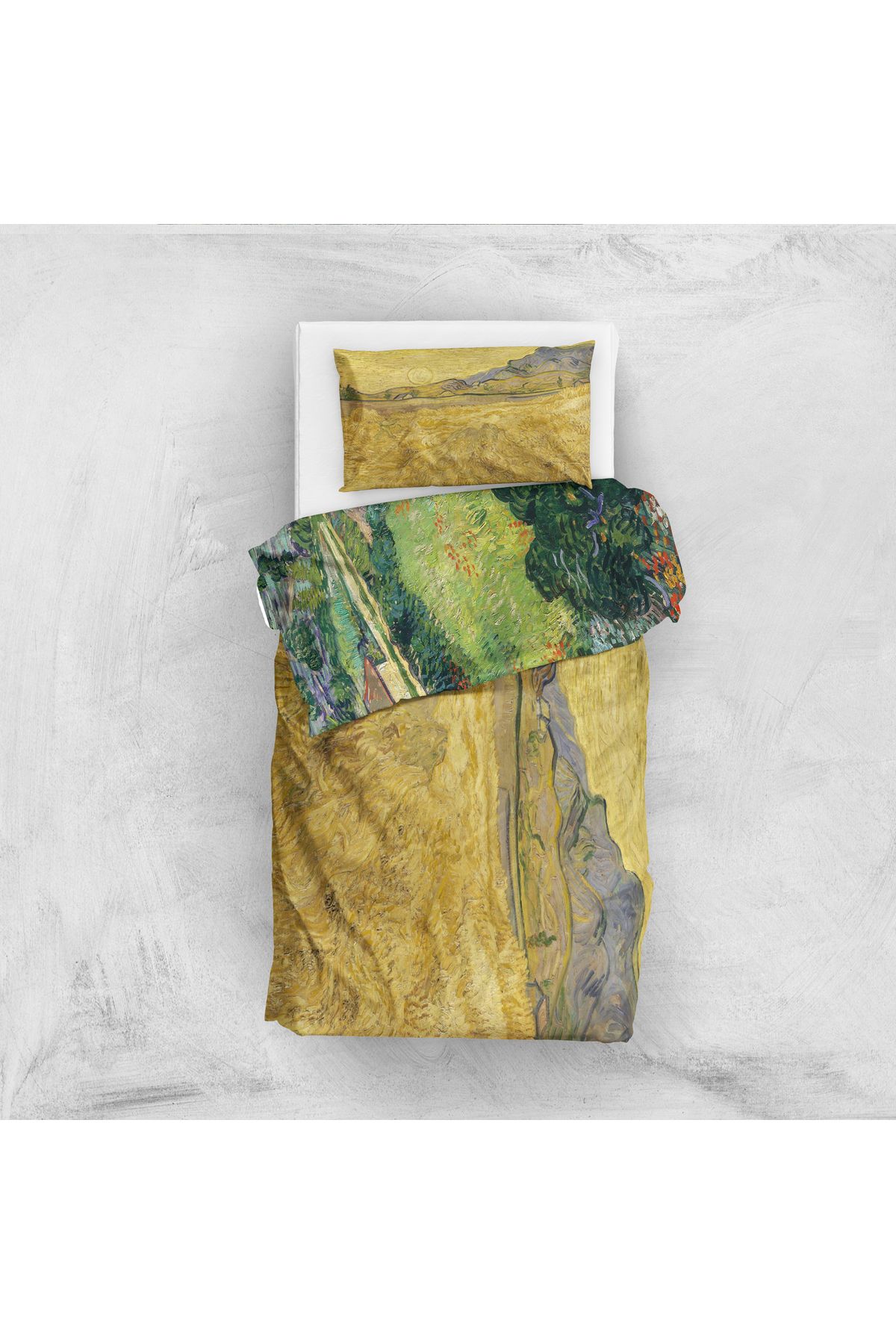 The Lucid Lab-Field with Poppies & Field with Reaper and Sun Double Sided Duvet Cover Set - 200 cm X 220 cm 3