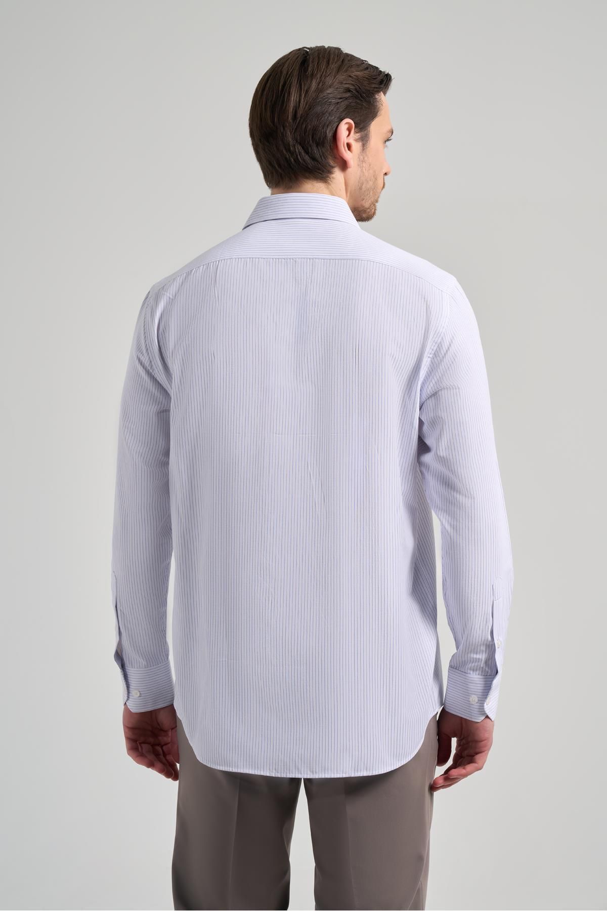 İmza-Cotton Classic Comfort Fit Shirt - Long Sleeve, Stripe Pattern, Cloth Feet, Hard Neck, Pocket 1004250172 5