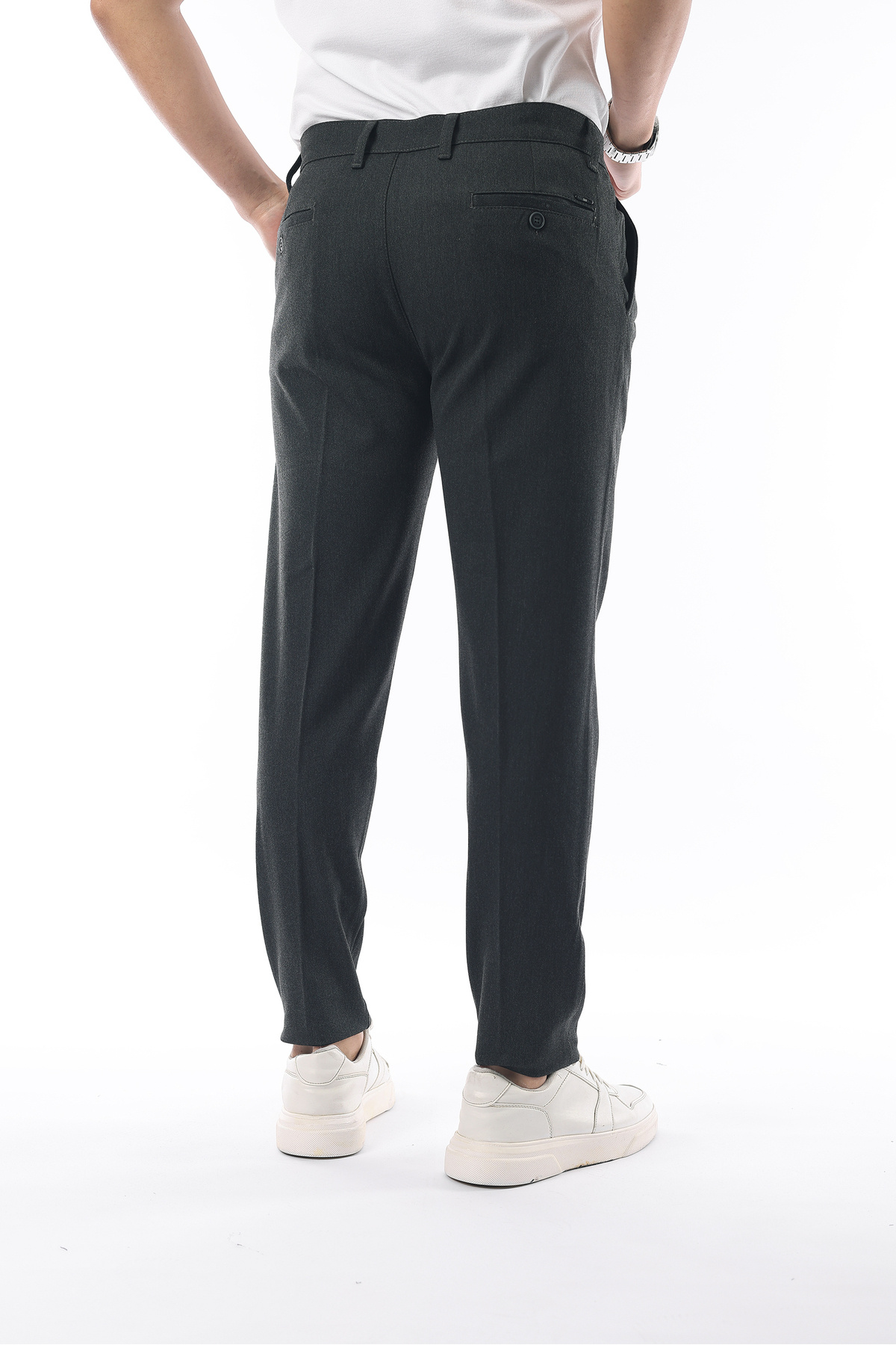 İDS COLLECTİON-Men's Pleated Seasonal Lycra Anthracite Fabric Trousers 6