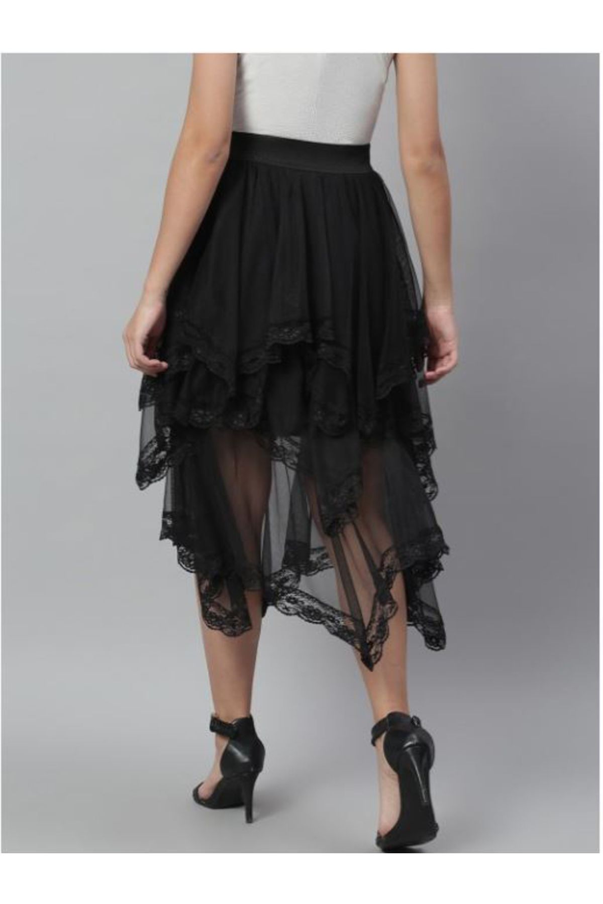 Kassually By Styli-Mesh Insert Layered Sheer Midi Skirt 4
