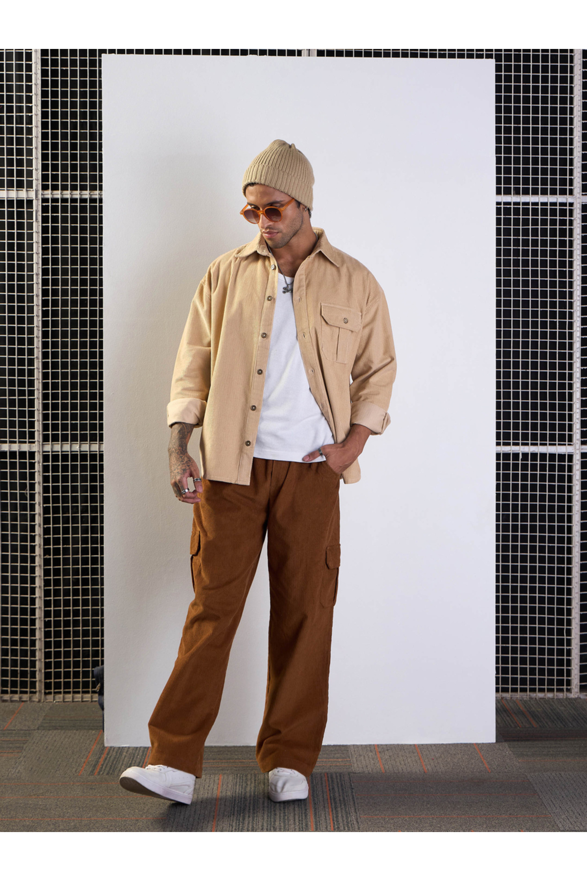 Mascln Sassafras By Styli-Corduroy Front Button Shacket with Pocket Detail 2