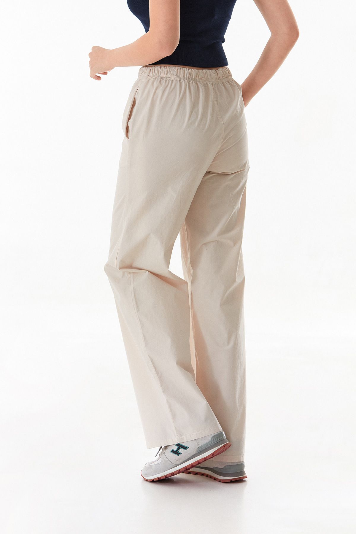 Fulla Moda-Parachü Fabric Trousers with Elastic Waist 4