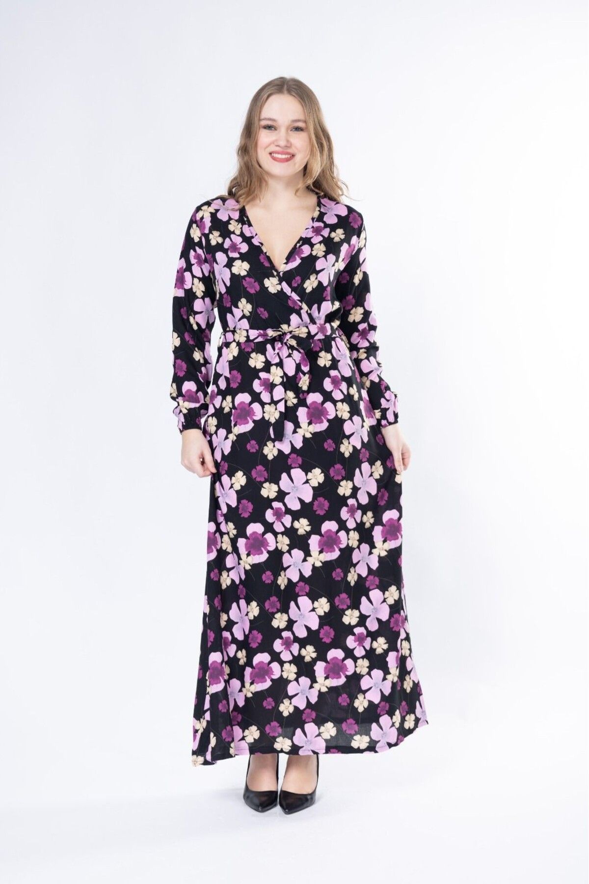 mervemoda-Summer Woven Long Sleeve Long Dress 4