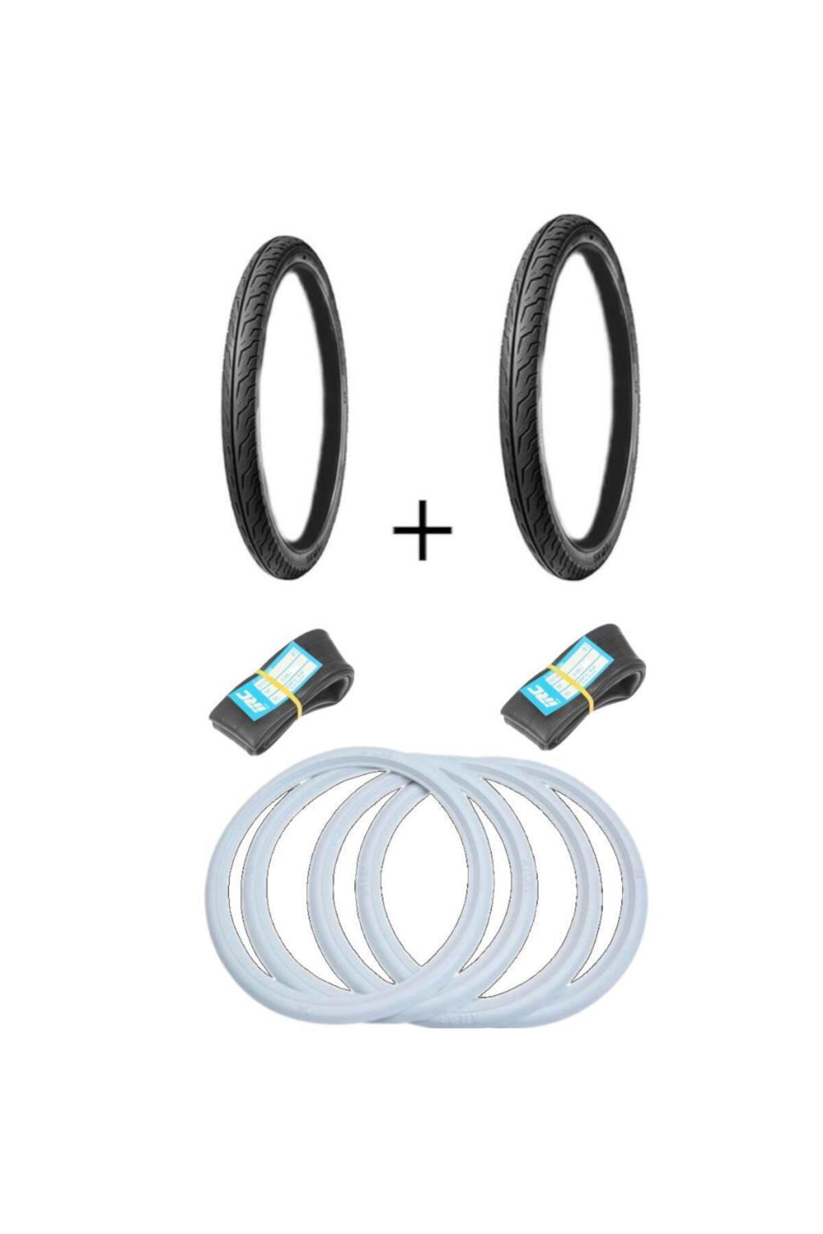 ANLAS Cup Motosiklet 17-17 Ince Iç Dış Lastik Seti Beyaz Yanak Takımı