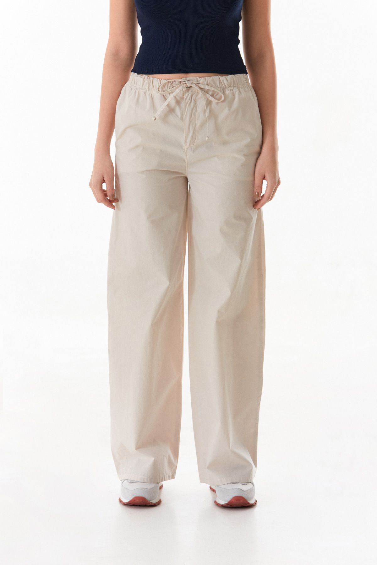 Fulla Moda-Parachü Fabric Trousers with Elastic Waist 7