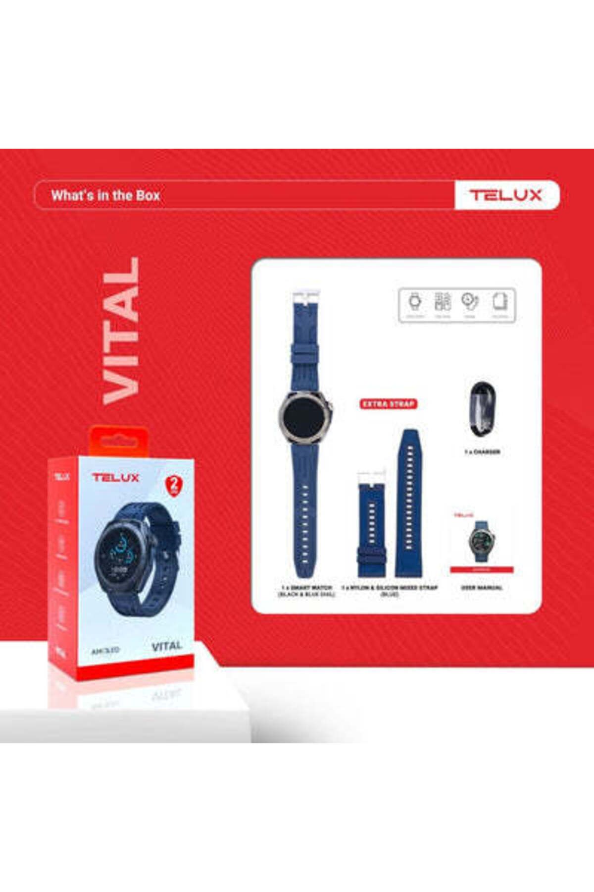 telux-VITAL Smart Calling Watch with 1.43” AMOLED Display, 2 Strap & AI Voice Assistant, Blue 8