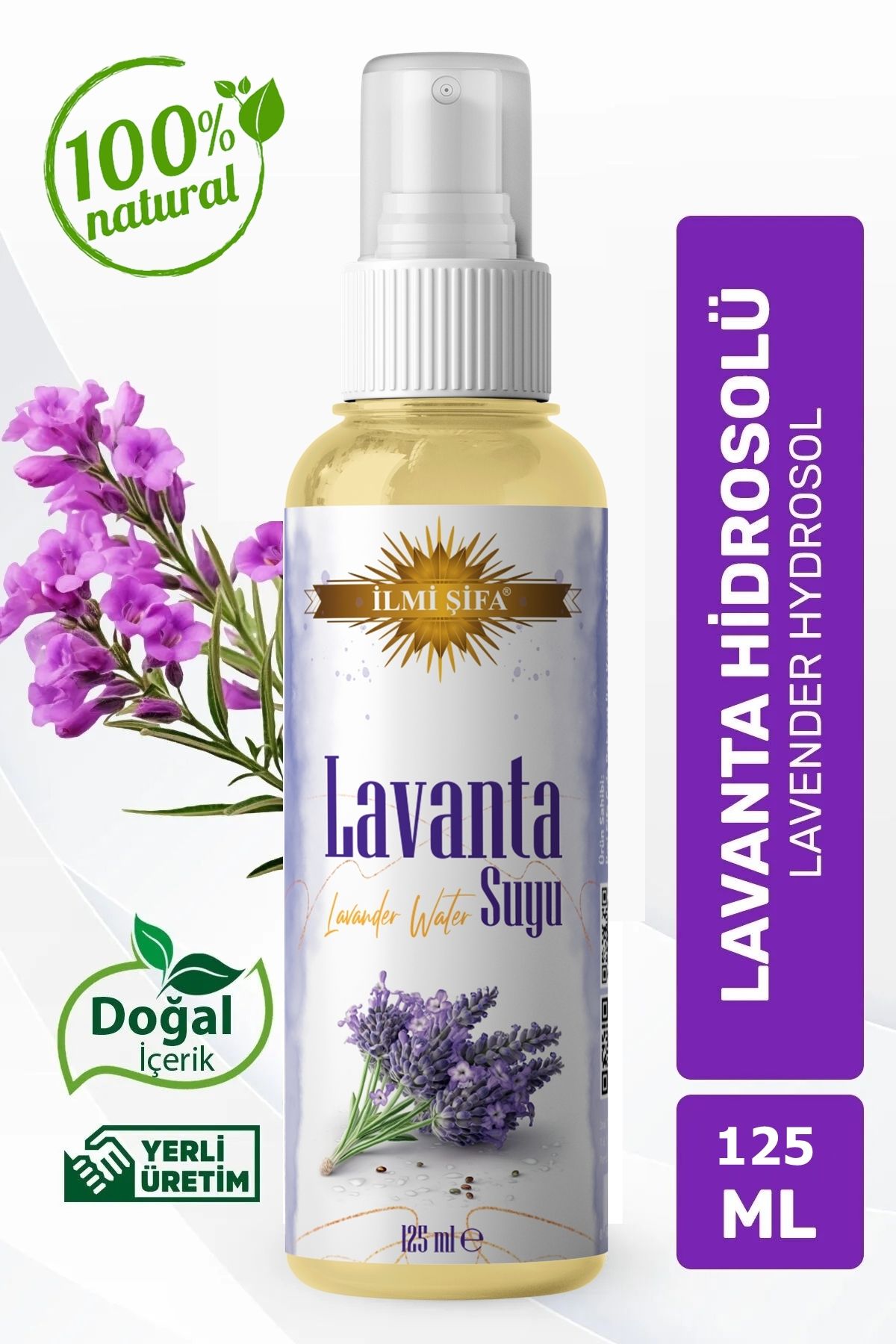 İLMİ ŞİFA Lavanta Suyu 125 ml Canlandırıcı Besleyici Tonik Rahatlatıcı %100 Saf