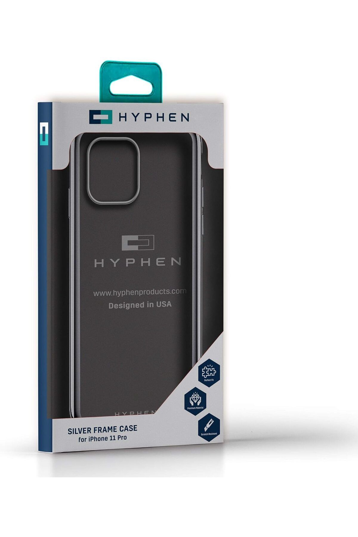 HYPHEN-جراب شفاف بإطار فضي لهاتف iPhone 11 Pro 2