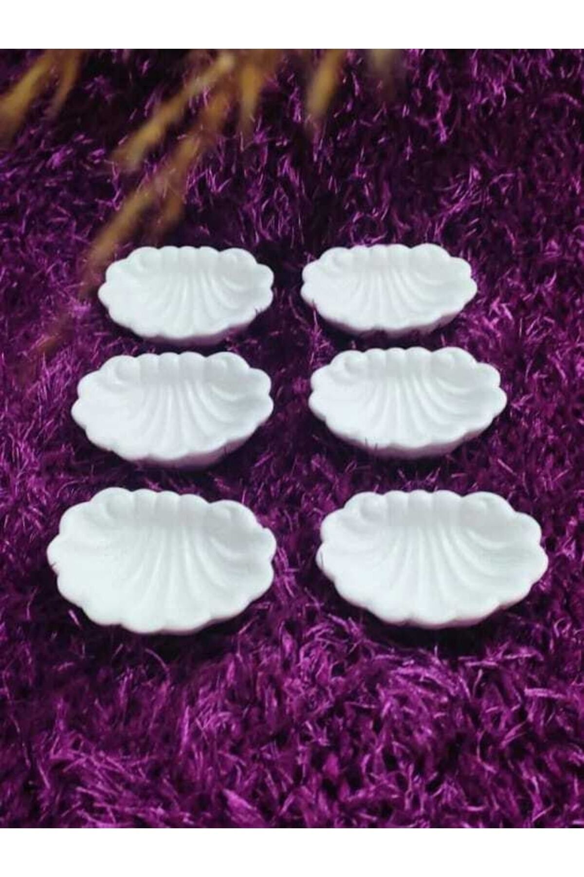 PULCA SHOP 6 Adet Beyaz Renk Istiridye Kahve Yanı Sunumluk Lokumluk Ikramlık