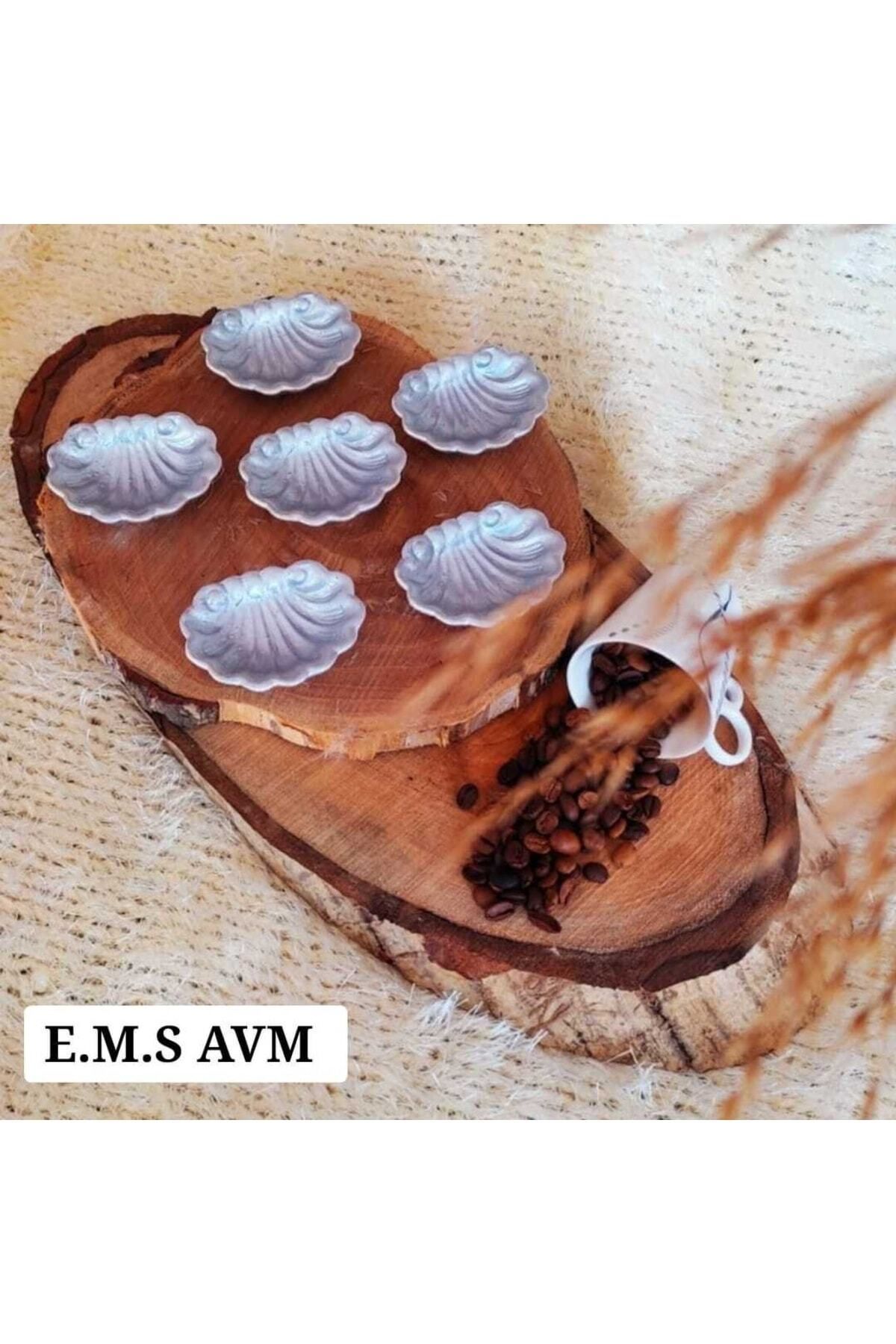 PULCA SHOP 6 Adet Gümüş Gri Renk Istiridye Kahve Yanı Sunumluk Lokumluk Ikramlık