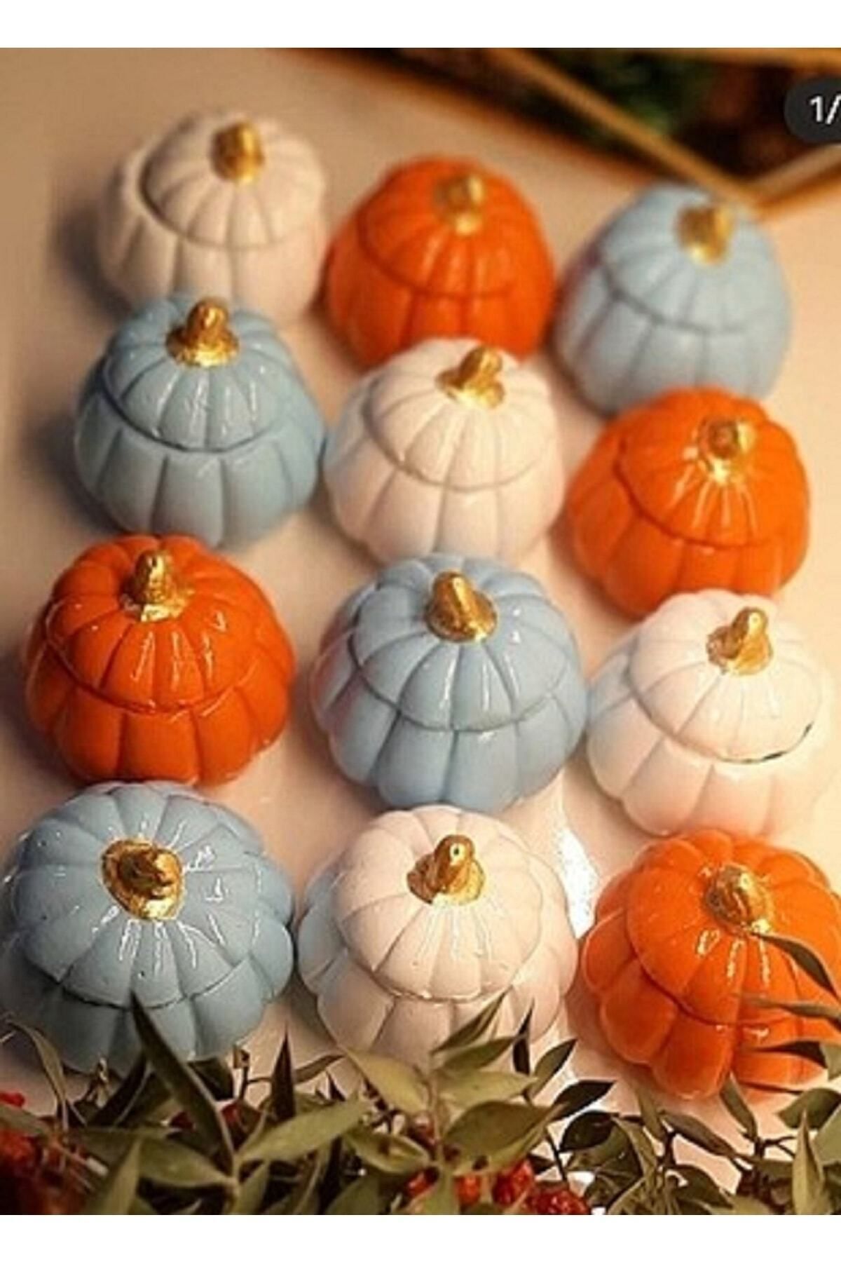 PULCA SHOP El Yapımı Mini Kabak Tasarımlı Lokumluk, Drajelik, Kahve Yanı Sunumluk 12'li