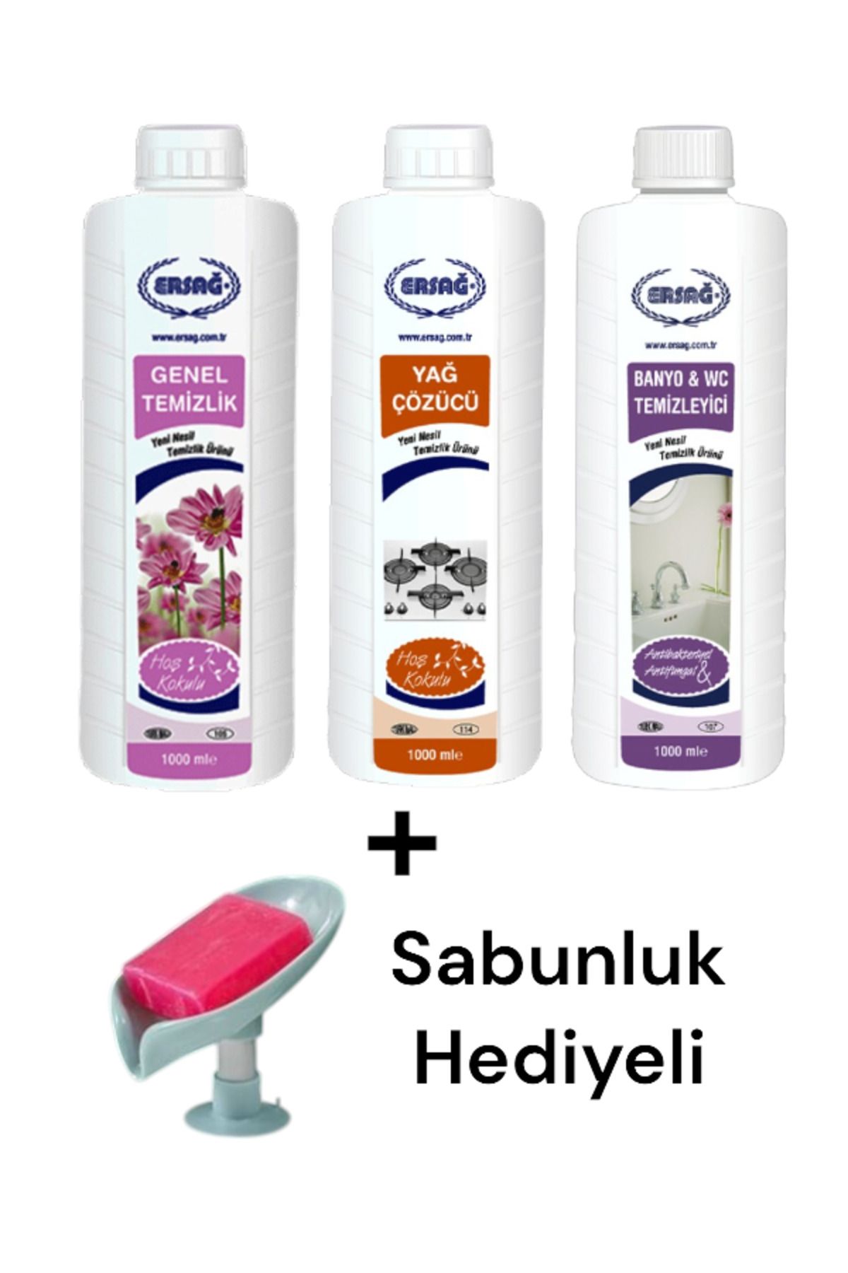 Ersağ Genel Temizlik - Yağ Çözücü - Banyo Wc Temizleyici + ( Sabunluk ) 105- 120