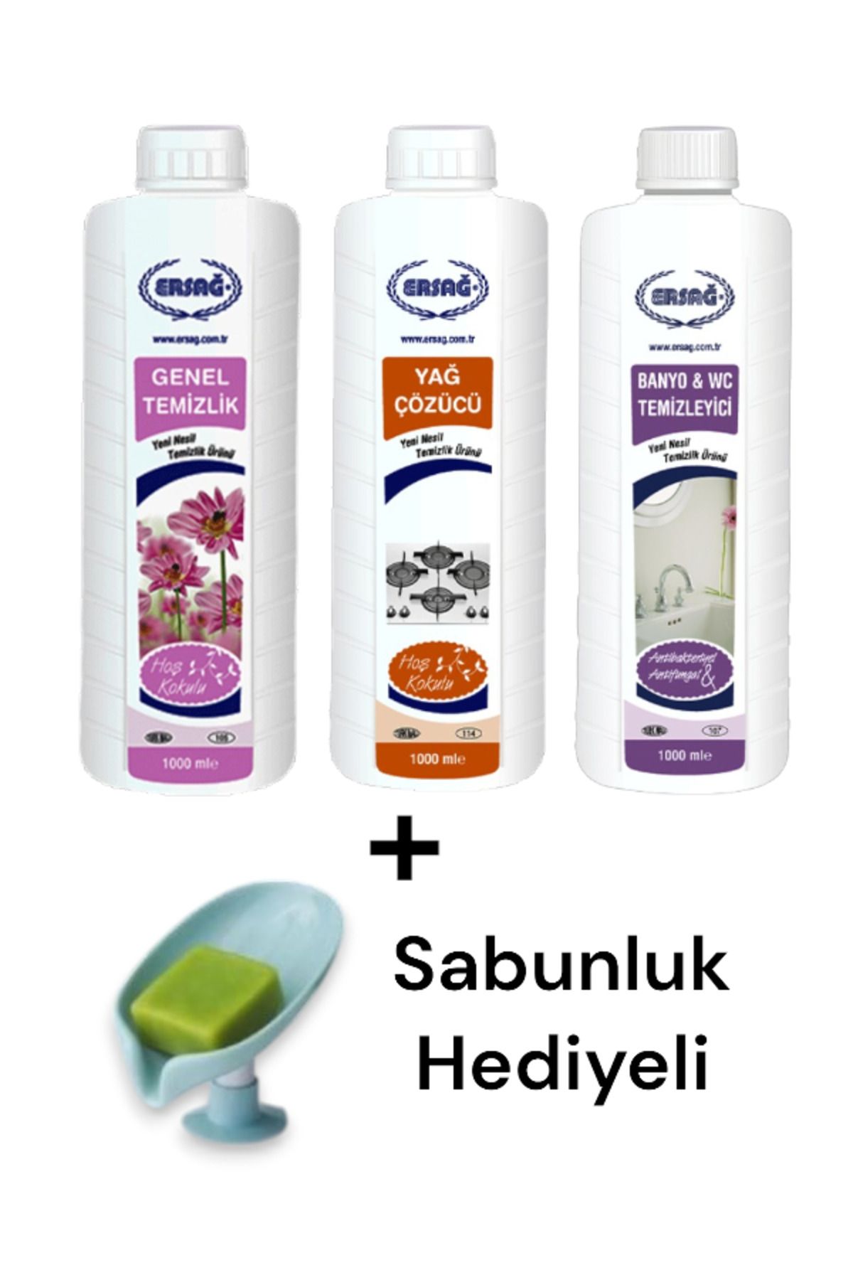 Ersağ Genel Temizlik - Yağ Çözücü - Banyo Wc Temizleyici + ( Sabunluk ) 105- 125