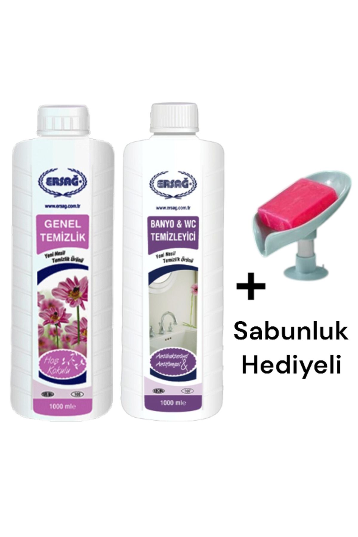 Ersağ Genel Temizlik 1000 ML -Banyo Wc Temizleyici 1000 ML+ ( Sabunluk Hediye'li ) 105- 95