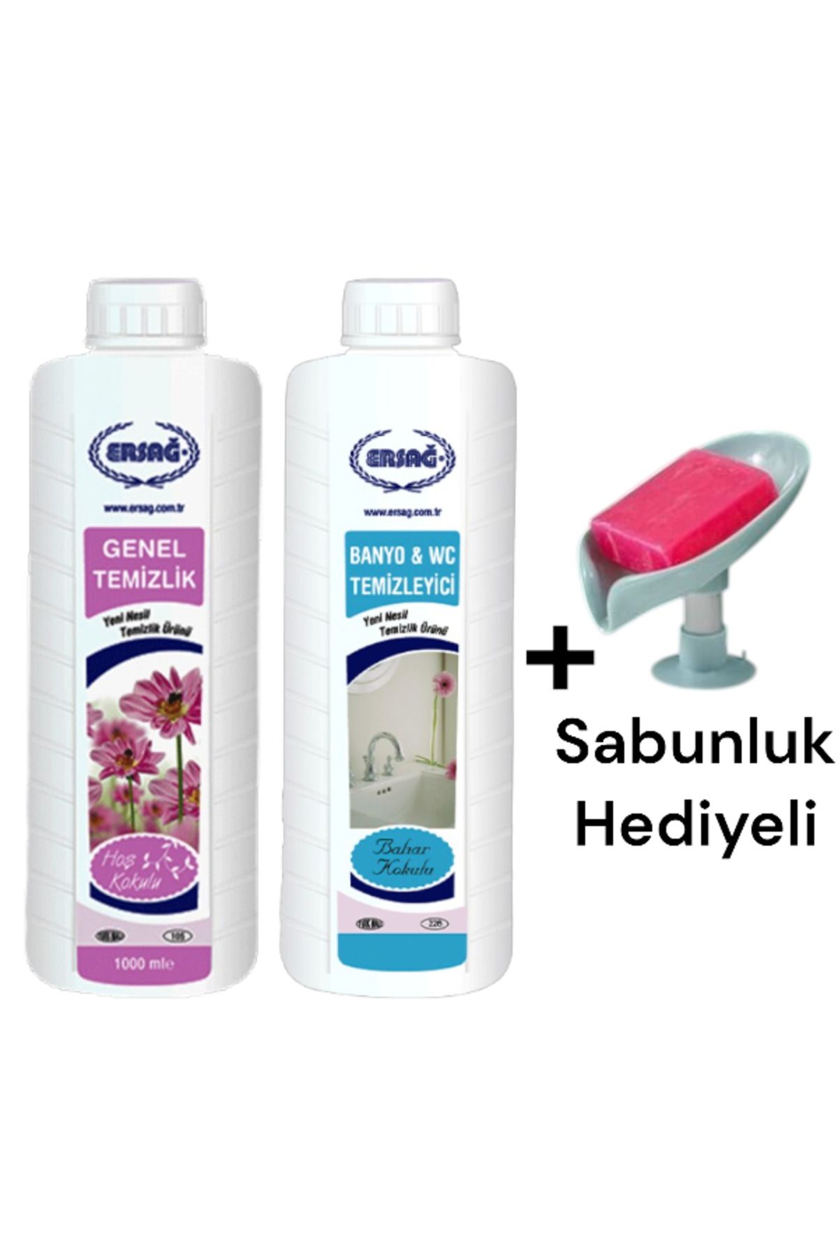 Ersağ Genel Temizlik 1000 ML - Bahar Kokulu Banyo Wc Temizleyici 1000 ml +Sabunluk 105- 92